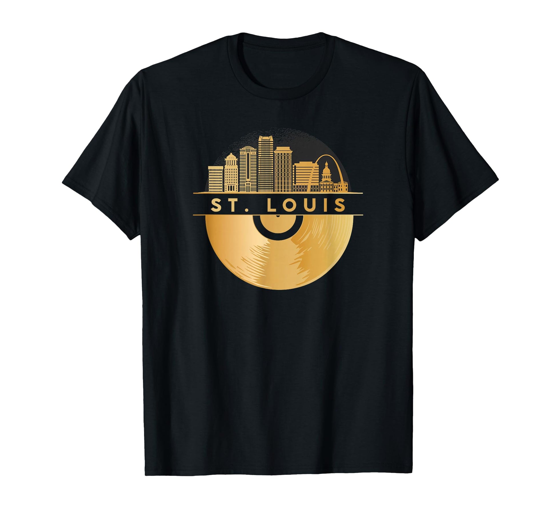 Vinyl Record Player Disco Music Skyline T-Shirt - Unique Graphic Men Women - T-Shirt, Sweatshirt, Hoodie