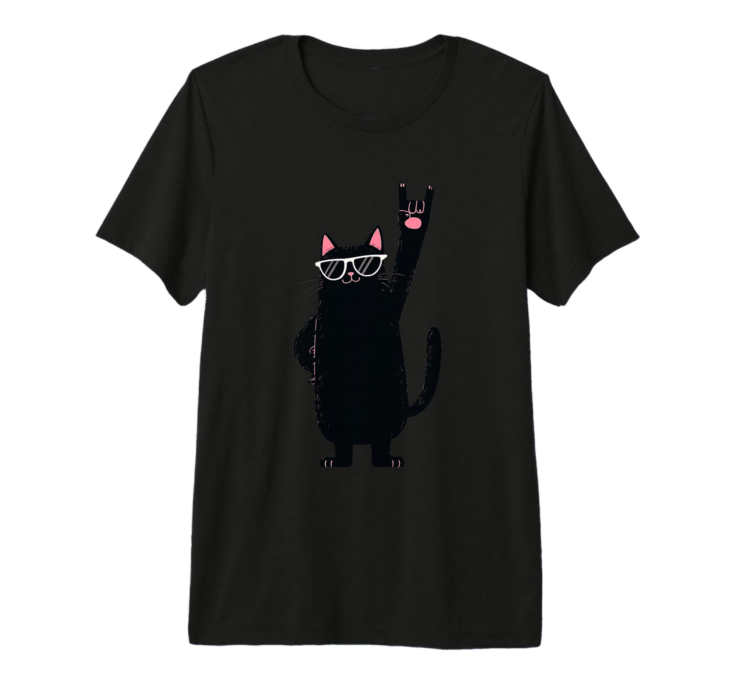 Cat Black Cat Rock Sunglasses Tri Blend T-Shirt - Minimalist Print Unisex - T-Shirt, Sweatshirt, Hoodie