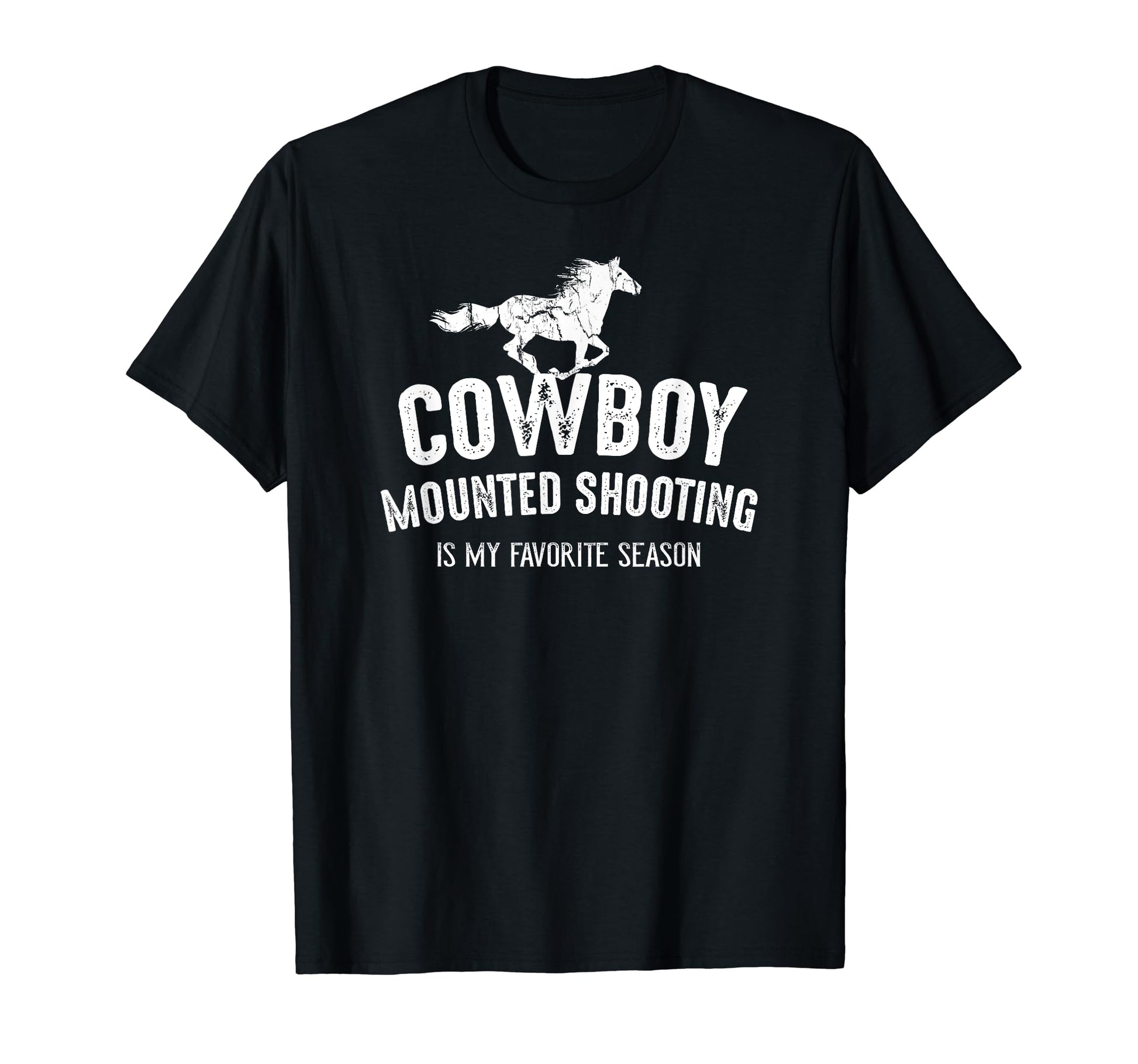 Distressed Cowboy Mounted Shooting T-Shirt - Trendy Graphic for Adults - T-Shirt, Sweatshirt, Hoodie
