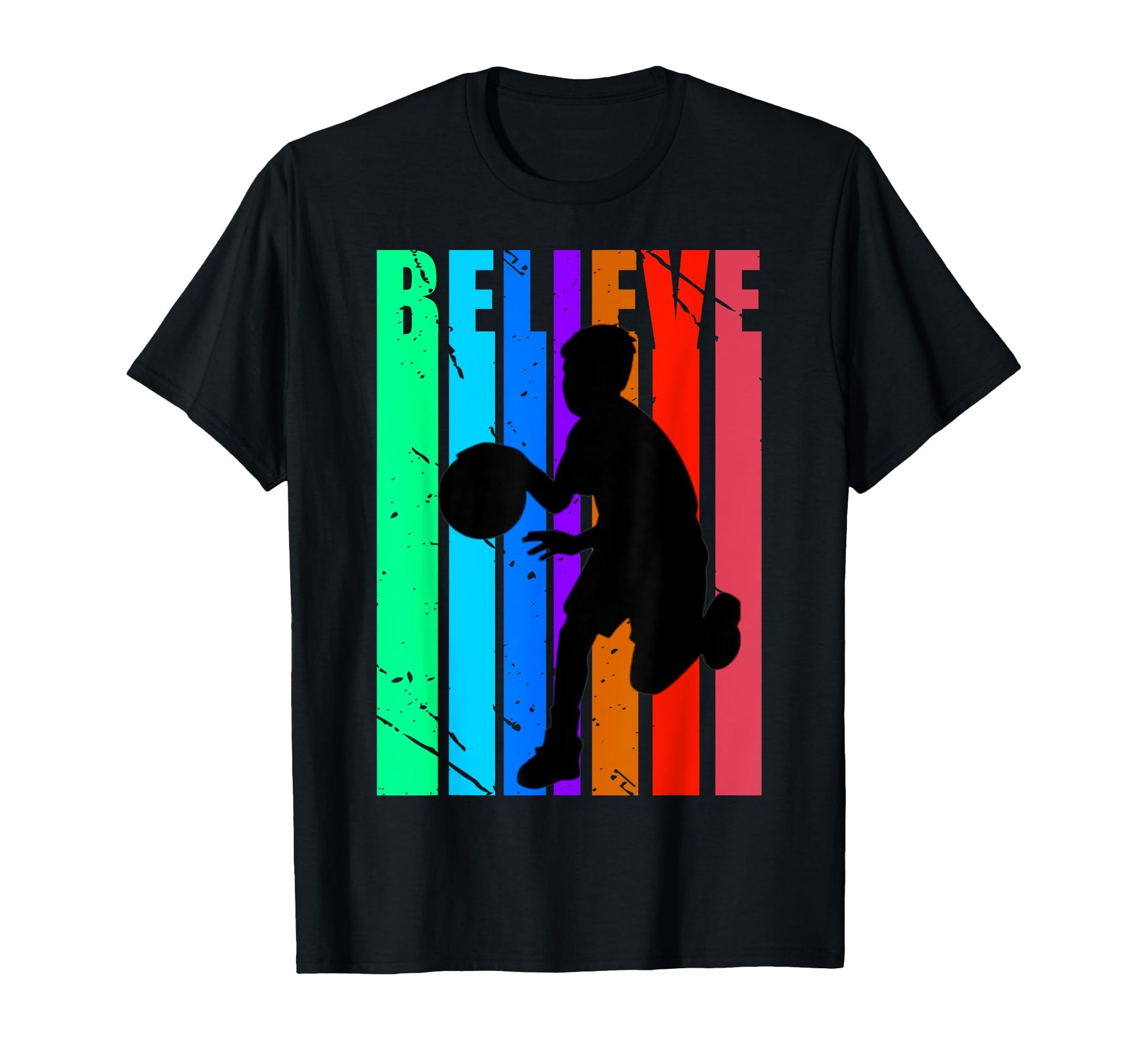 Basketball Birthday Rainbow Colors T-Shirt - Custom Art Print Men Women - T-Shirt, Sweatshirt, Hoodie