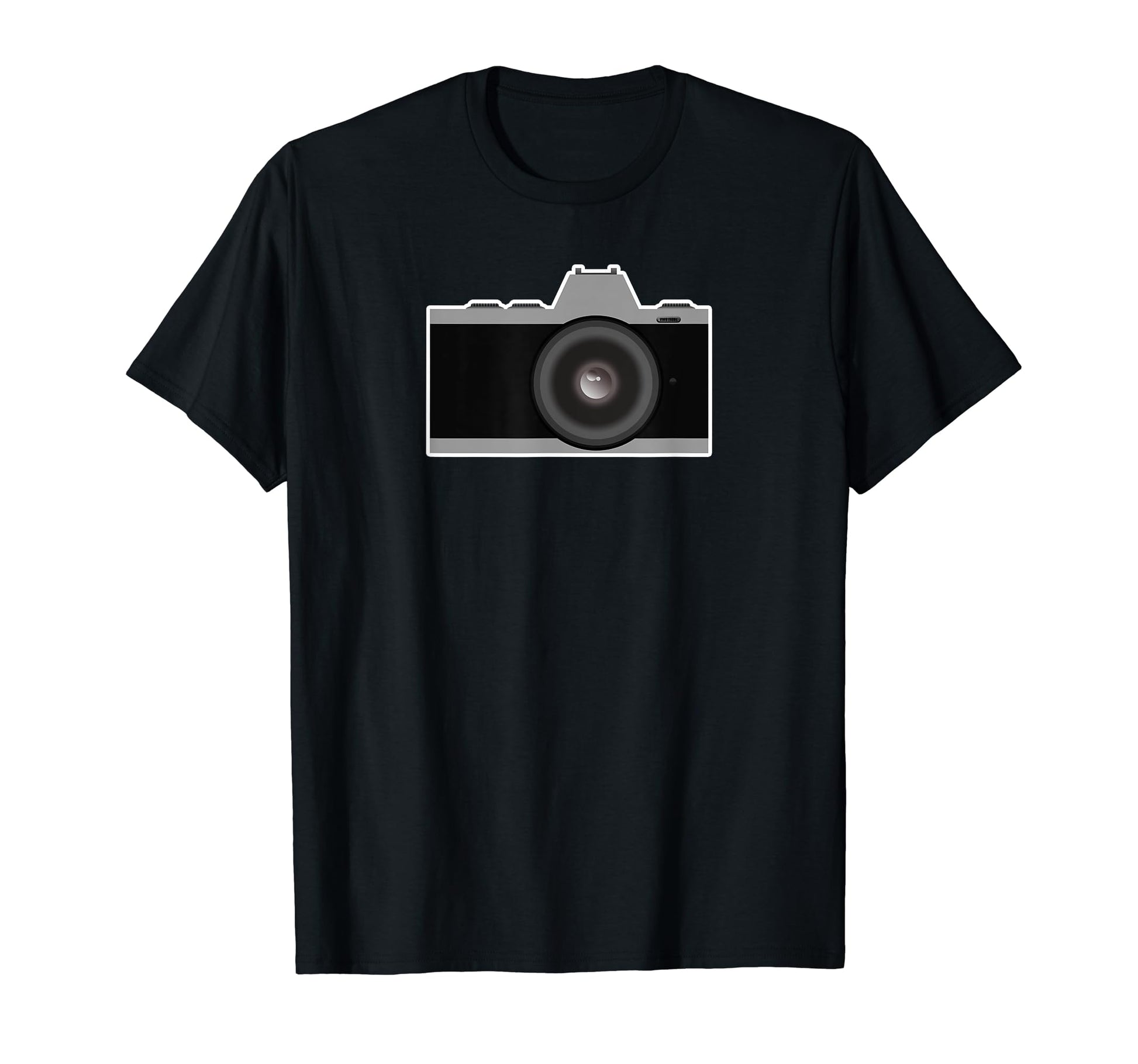 Slr Mirrorless Camera White Outline T-Shirt - Unique Graphic Men Women - T-Shirt, Sweatshirt, Hoodie