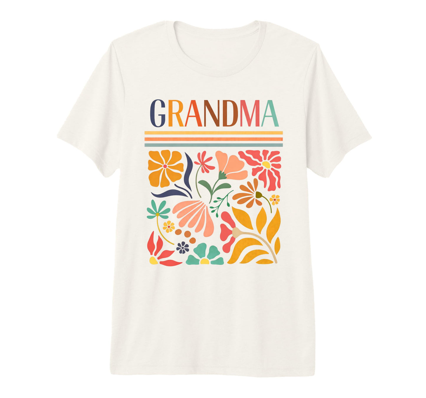 Grandma Boho Floral Folk Art Flowers T-Shirt - Minimalist Print for Adults - T-Shirt, Sweatshirt, Hoodie