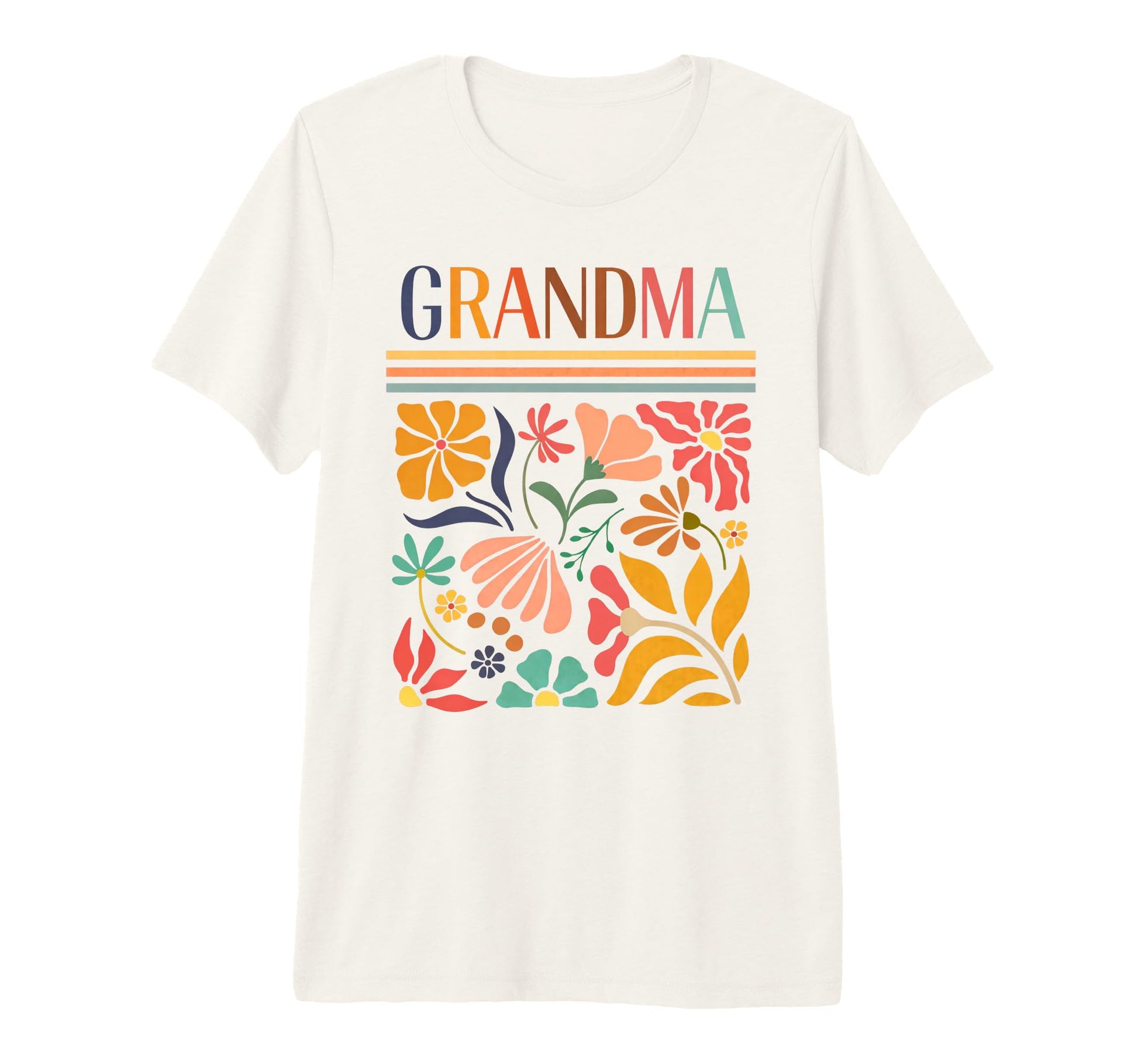 Grandma Boho Floral Folk Art Flowers T-Shirt - Minimalist Print for Adults - T-Shirt, Sweatshirt, Hoodie