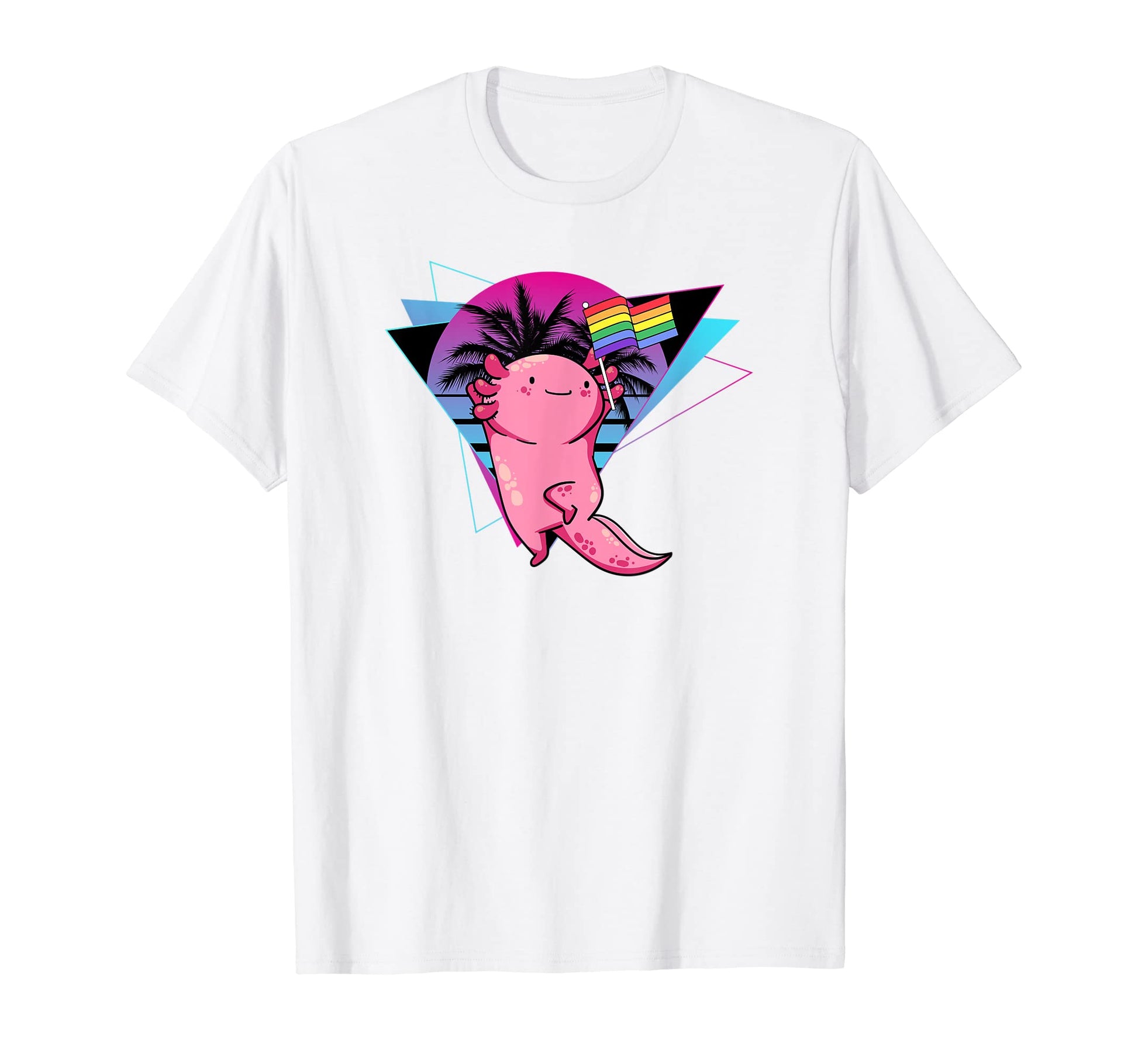 Axolotl Lover Gay Pride Flag Vaporwave T-Shirt - Trendy Graphic for Adults - T-Shirt, Sweatshirt, Hoodie