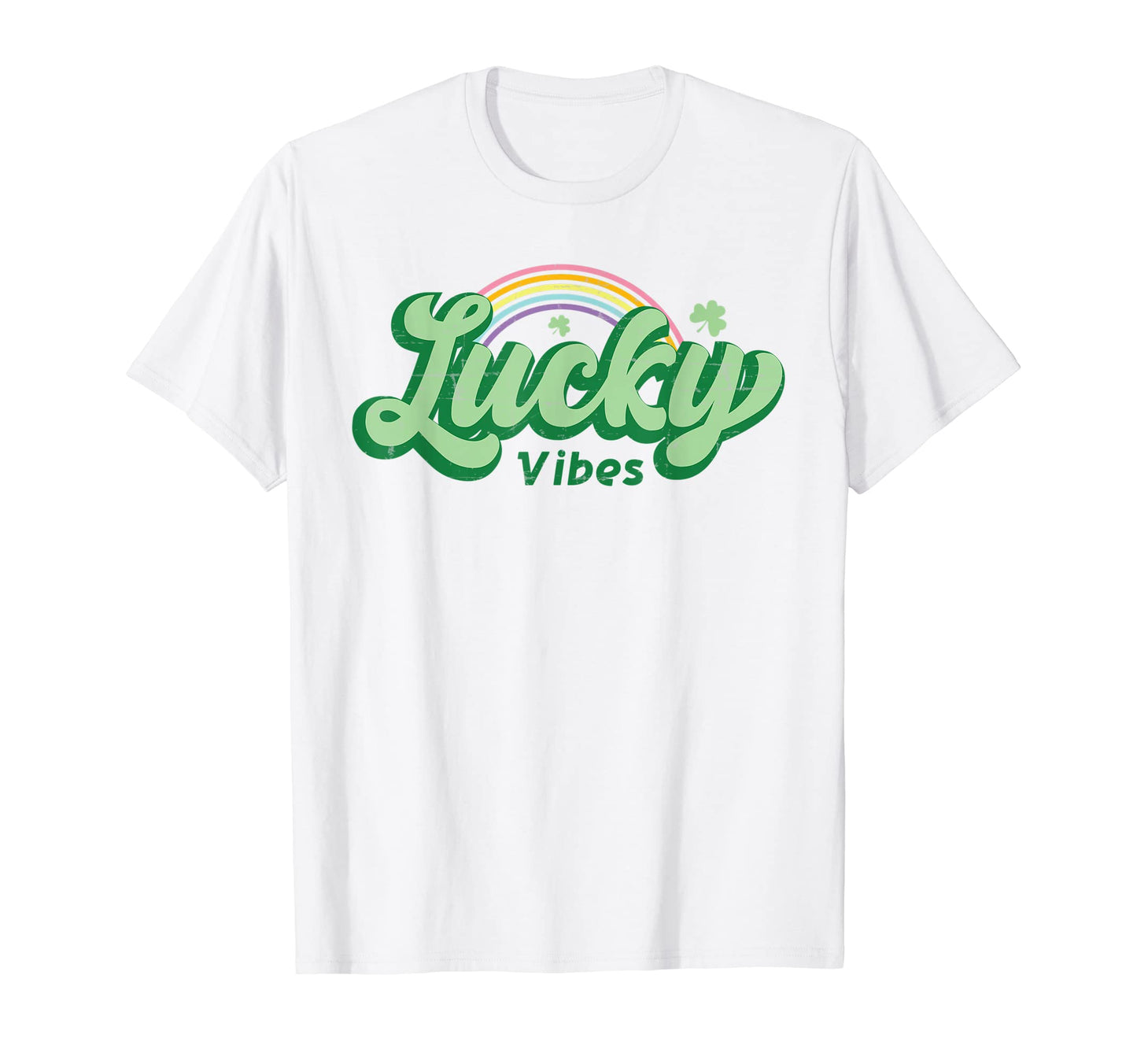 Lucky Vibes Rainbow St Patricks Day T-Shirt - Custom Art Print for Adults - T-Shirt, Sweatshirt, Hoodie