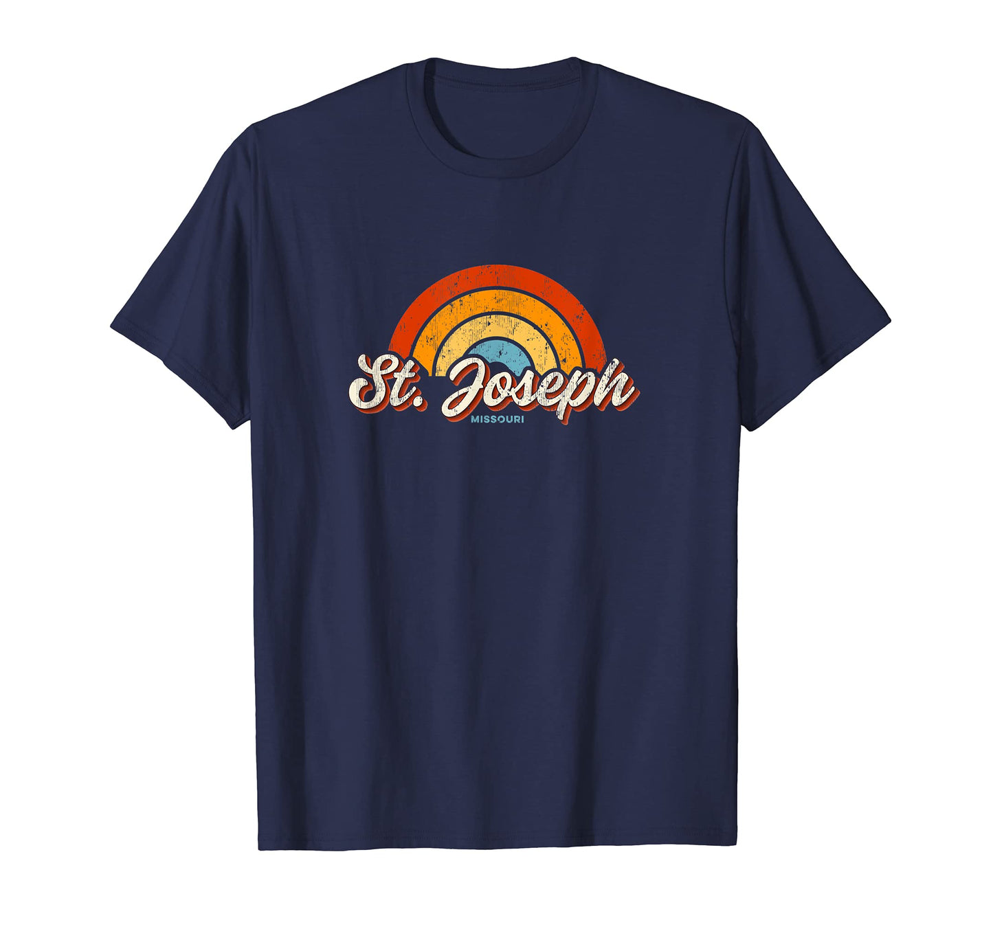 St Joseph Missouri Mo Rainbow 70S T-Shirt - Custom Art Print for Adults - T-Shirt, Sweatshirt, Hoodie