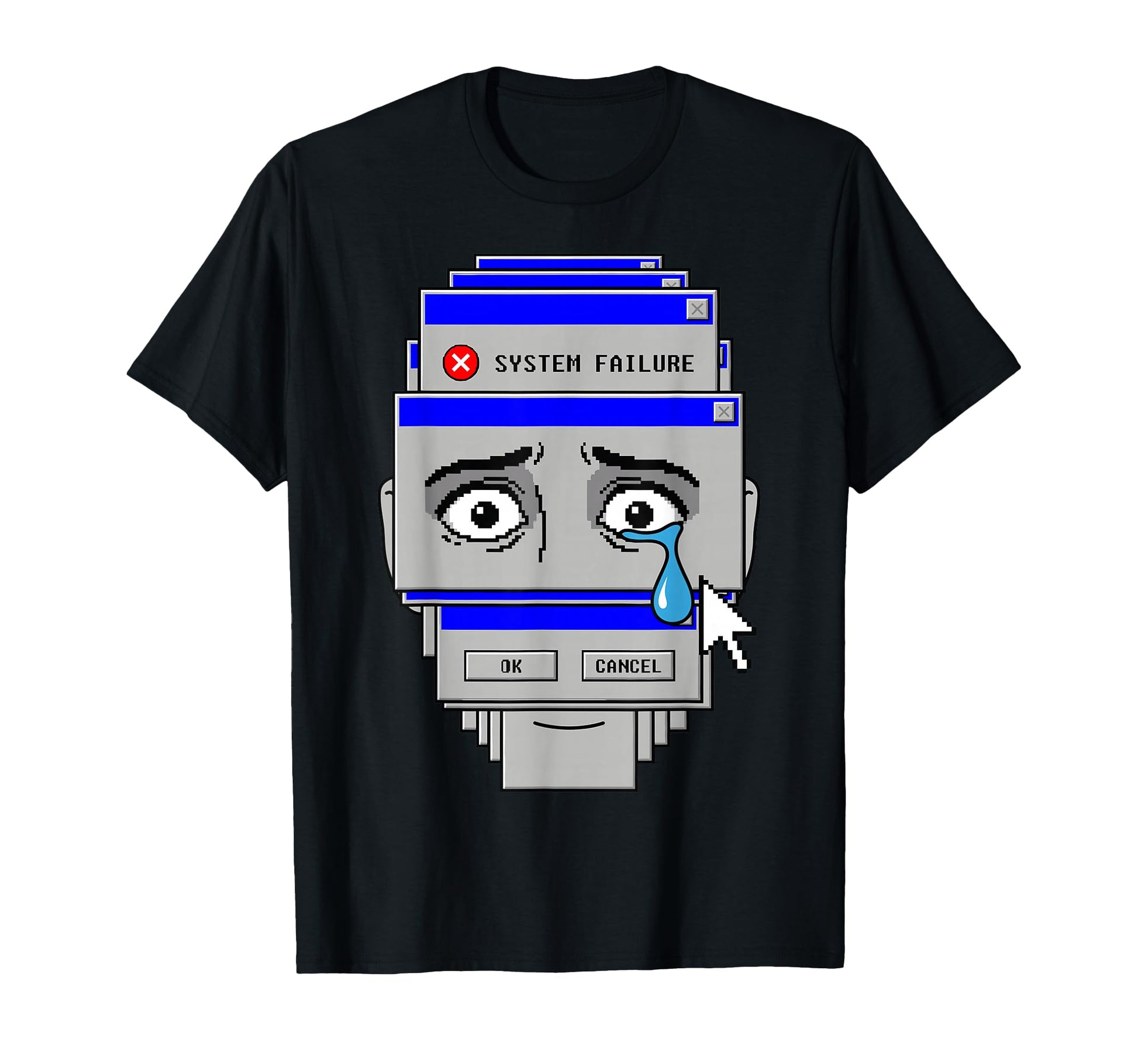 System Failure Crying Face Vaporwave T-Shirt - Novelty Apparel Men Women - T-Shirt, Sweatshirt, Hoodie