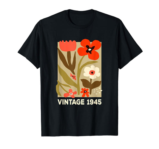 1945 Boho Floral Flower 79Th Birthday T-Shirt - Unique Graphic for Adults - T-Shirt, Sweatshirt, Hoodie