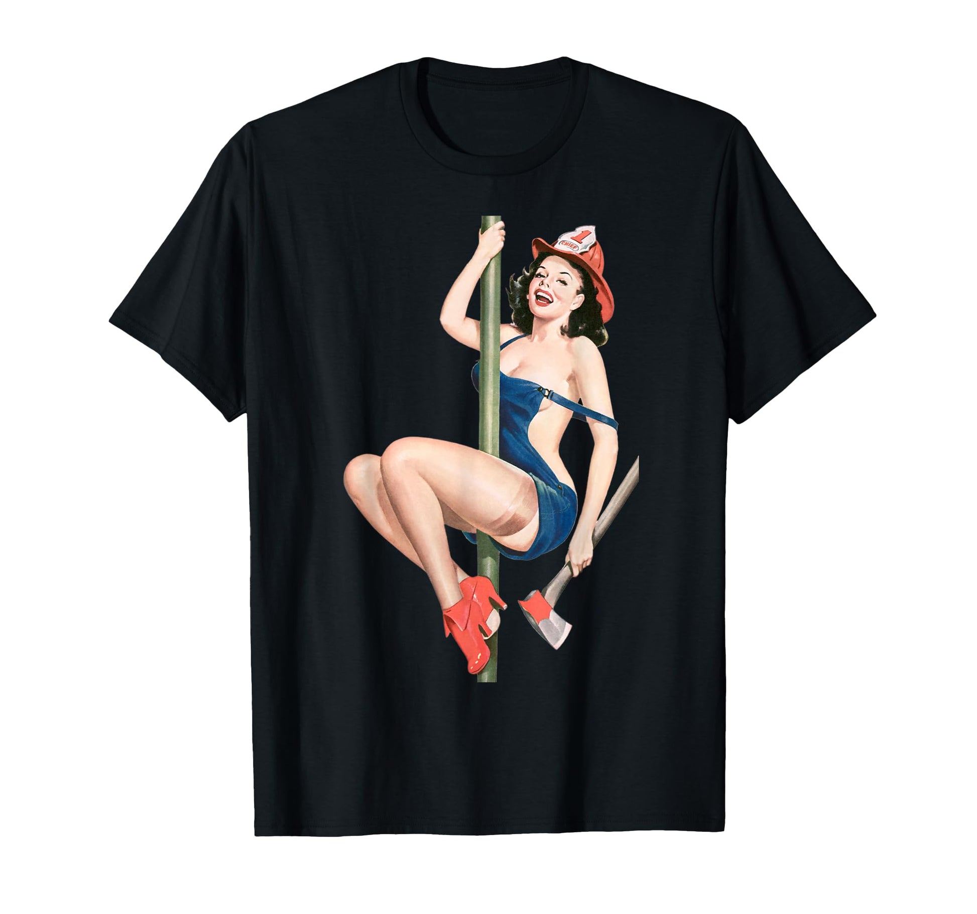 Pin Up Pole Firegirl Firefighter T-Shirt - Streetwear Style Unisex - T-Shirt, Sweatshirt, Hoodie