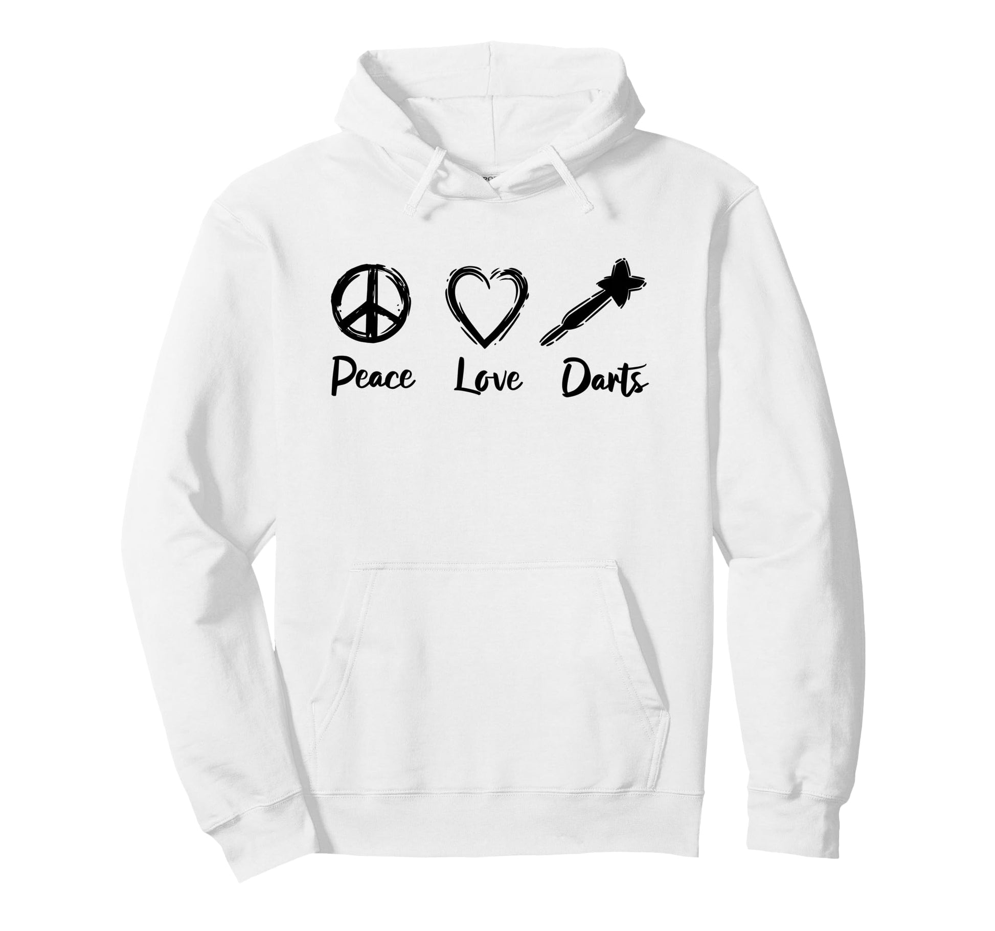 I Love Darts Peace Love Darts Hoodie - Novelty Apparel for Adults - T-Shirt, Sweatshirt, Hoodie