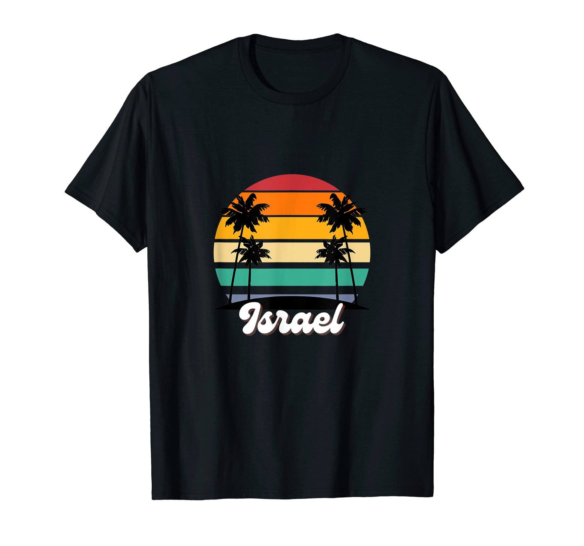Israel Rainbow Palm Trees Beach T-Shirt - Casual Everyday Wear Men Women - T-Shirt, Sweatshirt, Hoodie