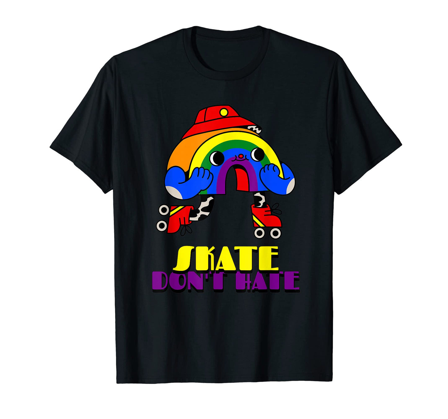 Skate Dont Hate Rainbow Pride Skate T-Shirt - Fun Novelty Design for Adults - T-Shirt, Sweatshirt, Hoodie