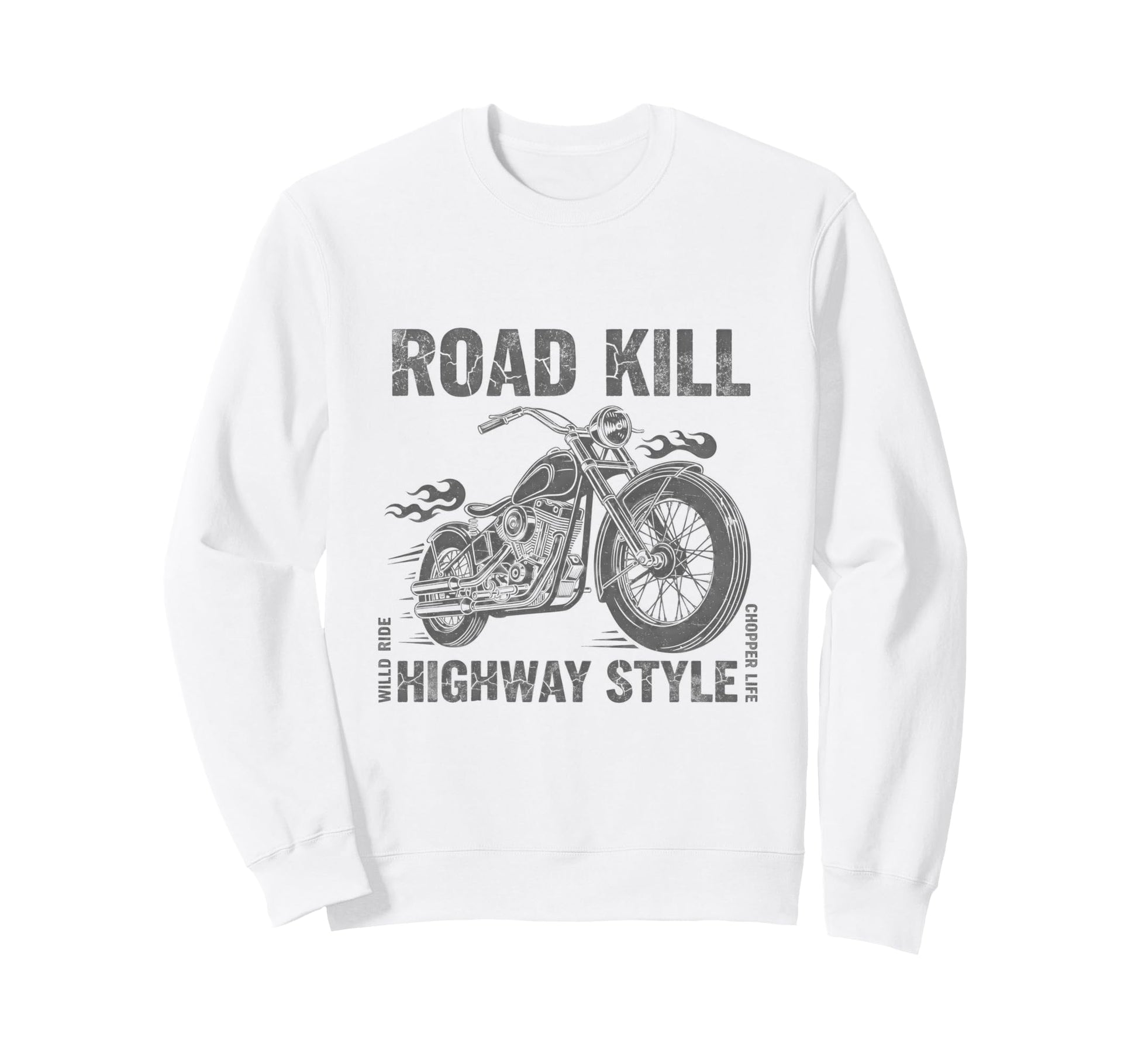 Chopper Motorcycle Road Kill Sweatshirt - Trendy Graphic for Adults - T-Shirt, Sweatshirt, Hoodie