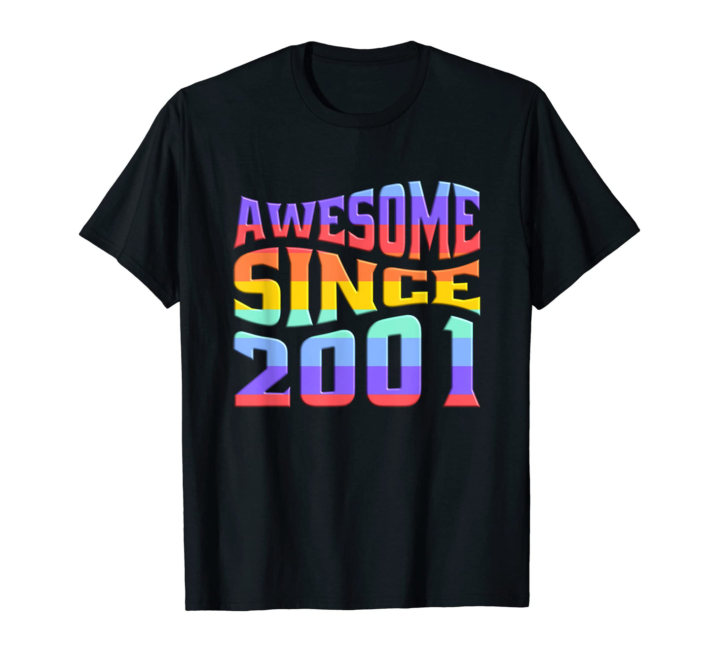 Awesome Since 2001 Rainbow 22 Years T-Shirt - Trendy Graphic for Adults - T-Shirt, Sweatshirt, Hoodie