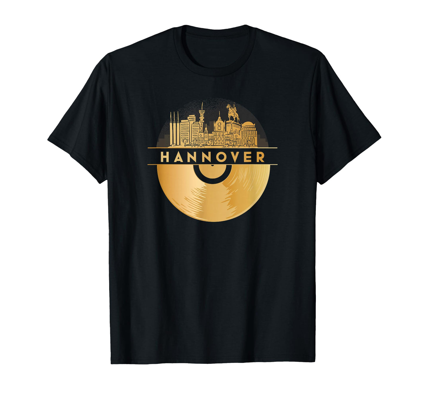 Vinyl Record Player Disco Music Skyline T-Shirt - Unique Graphic Unisex - T-Shirt, Sweatshirt, Hoodie