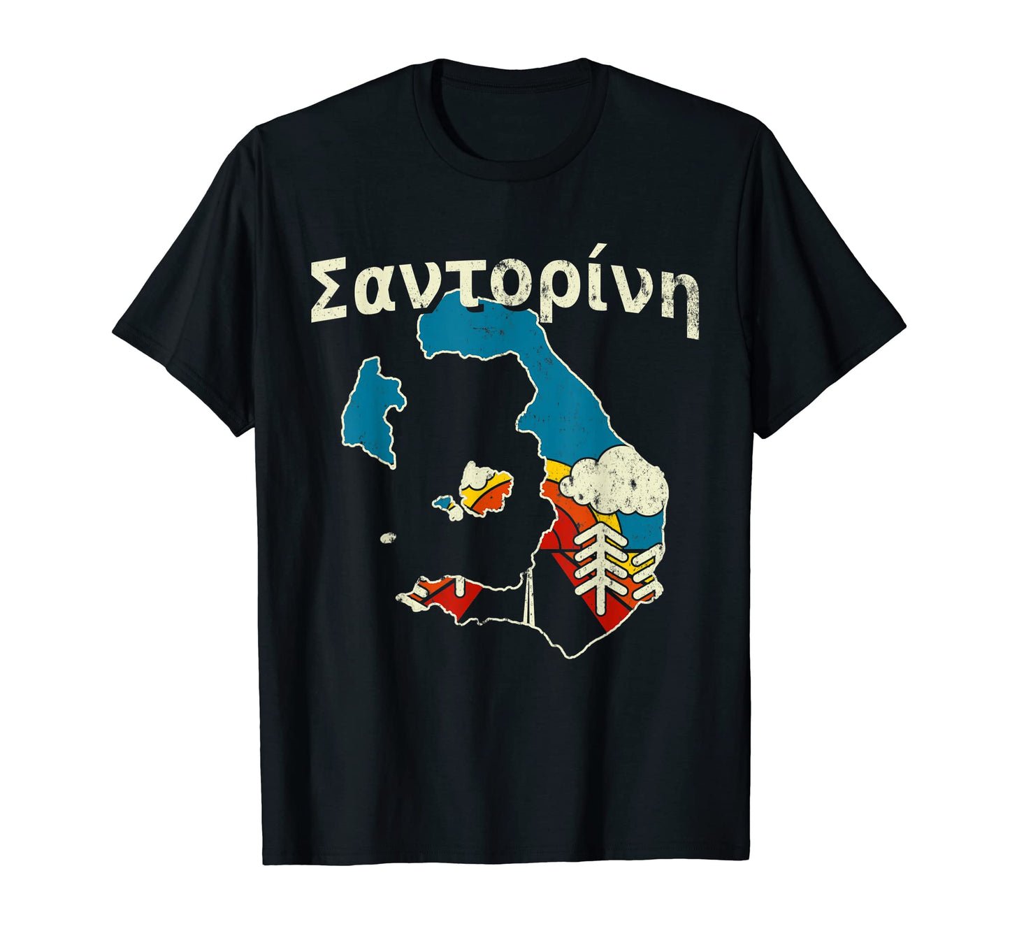 Santorini Greece Greek Island Rainbow T-Shirt - Novelty Apparel Men Women - T-Shirt, Sweatshirt, Hoodie