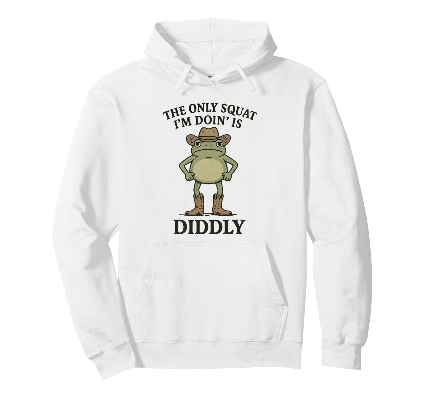 Funny Frog Cowboy Squat Hoodie - Fun Novelty Design for Adults - T-Shirt, Sweatshirt, Hoodie