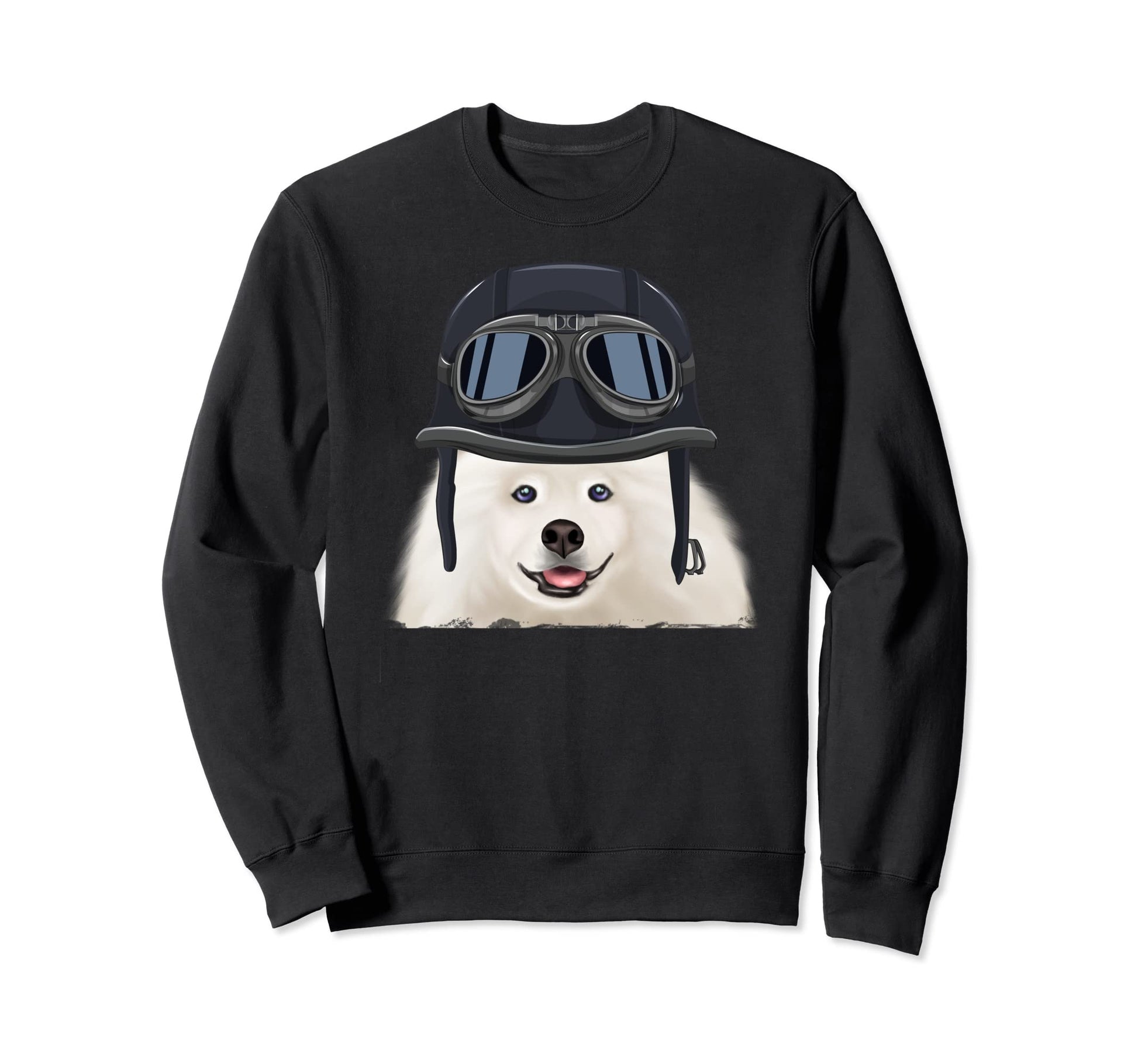 Funny Motorcycle Helmet Samoyed Sweatshirt - Novelty Apparel Men Women - T-Shirt, Sweatshirt, Hoodie