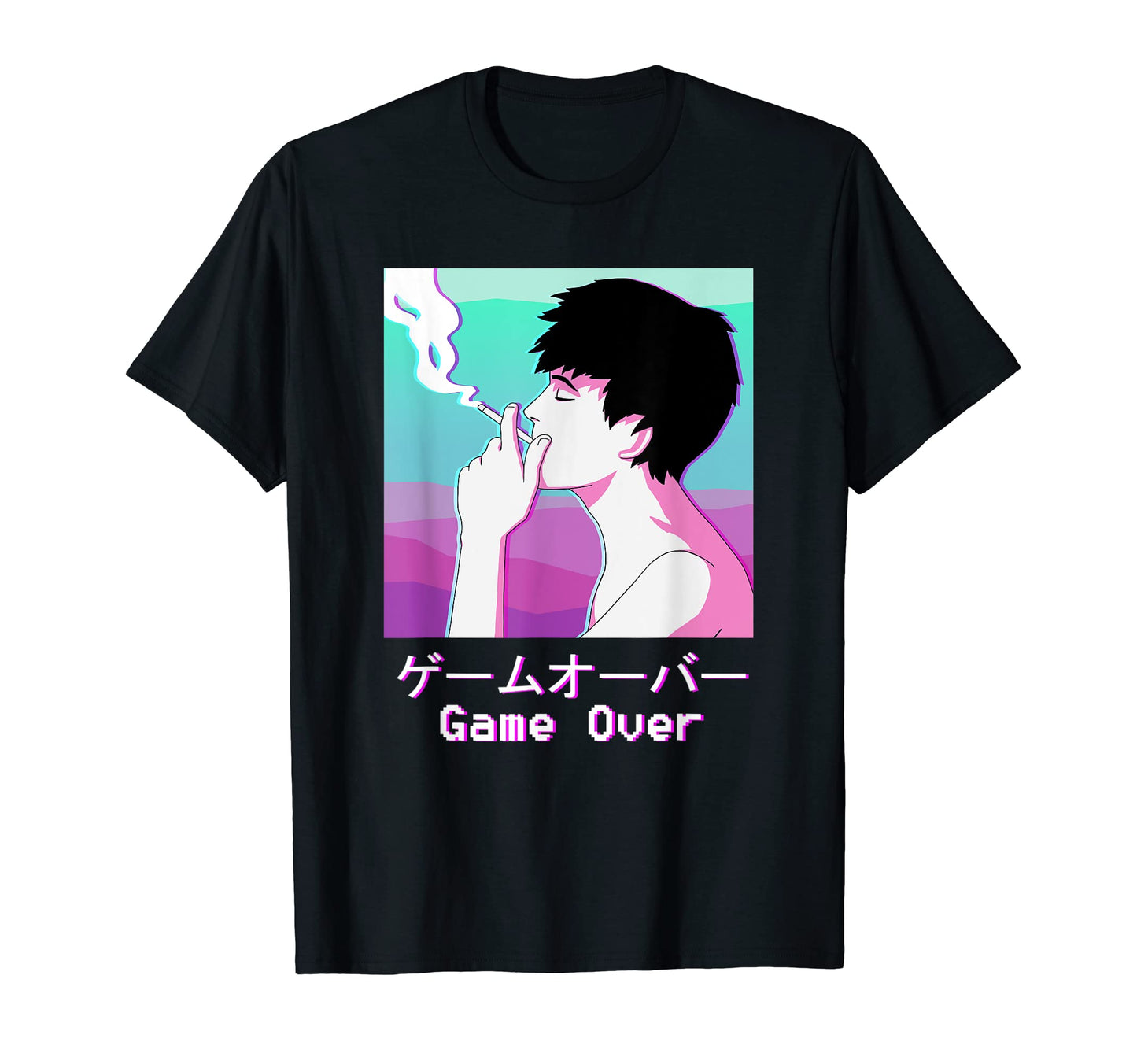 Sad Game Over Japanese Glitch T-Shirt - Minimalist Print for Adults - T-Shirt, Sweatshirt, Hoodie