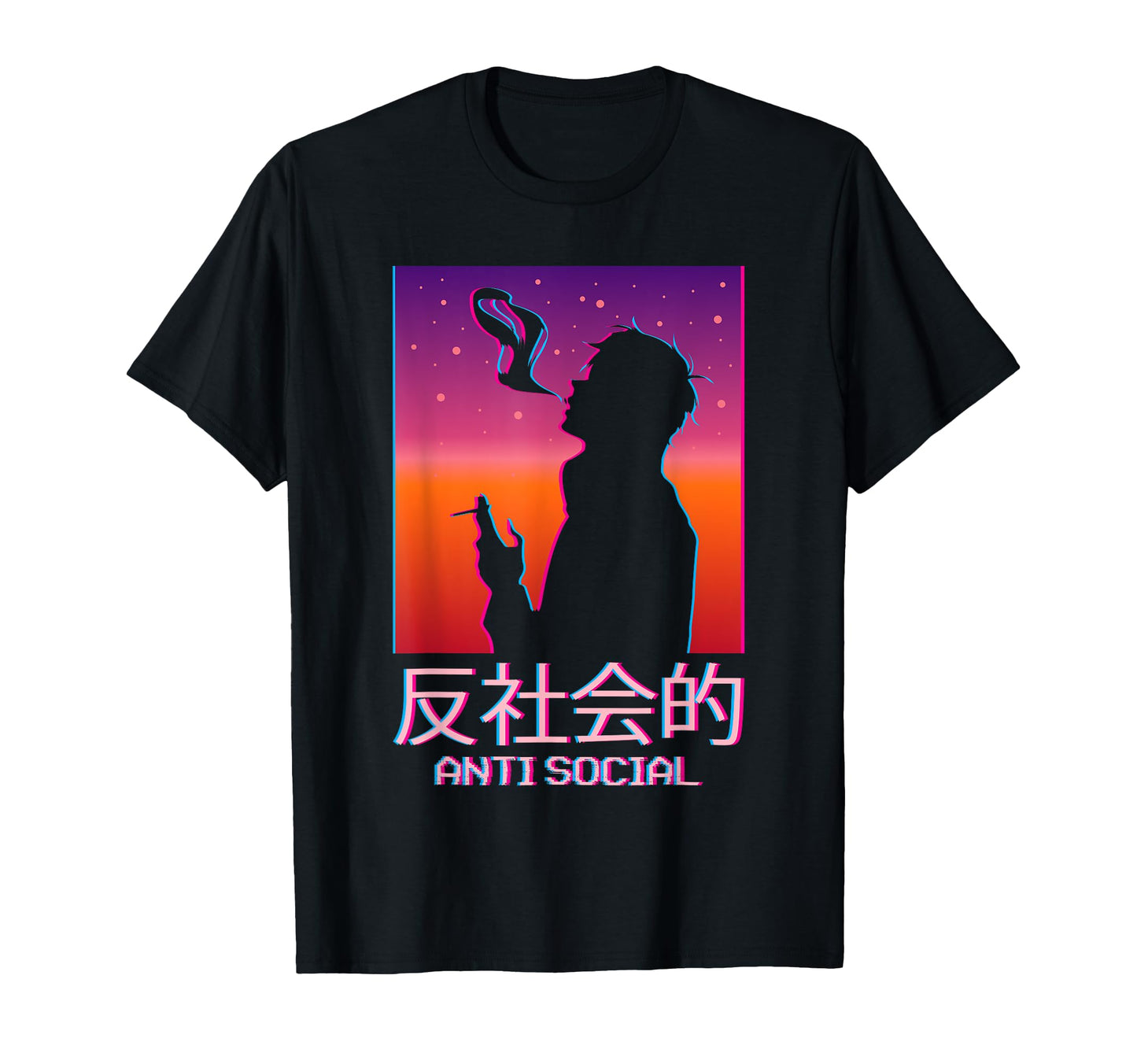 Anti Social Smoking Anime T-Shirt - Casual Everyday Wear for Adults - T-Shirt, Sweatshirt, Hoodie