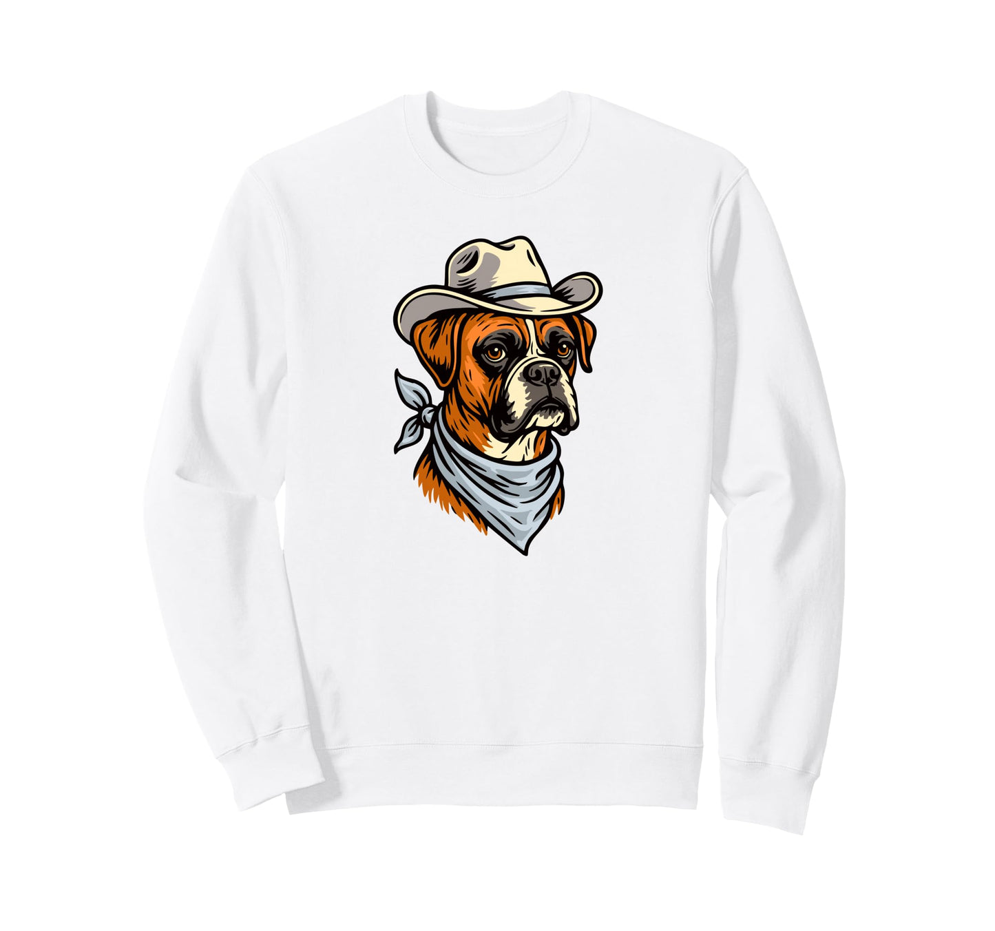 Funny Cowboy Boxer Drawing Dog Sweatshirt - Aesthetic Graphic for Adults - T-Shirt, Sweatshirt, Hoodie