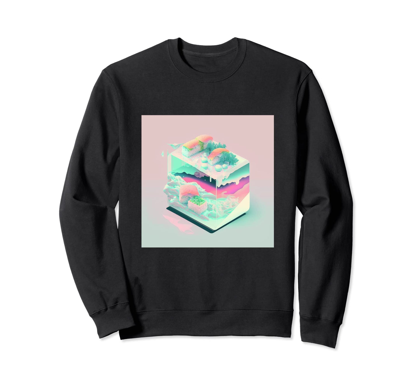 Vaperwave Aesthetic Glitch Sushi Sweatshirt - Novelty Apparel Unisex - T-Shirt, Sweatshirt, Hoodie