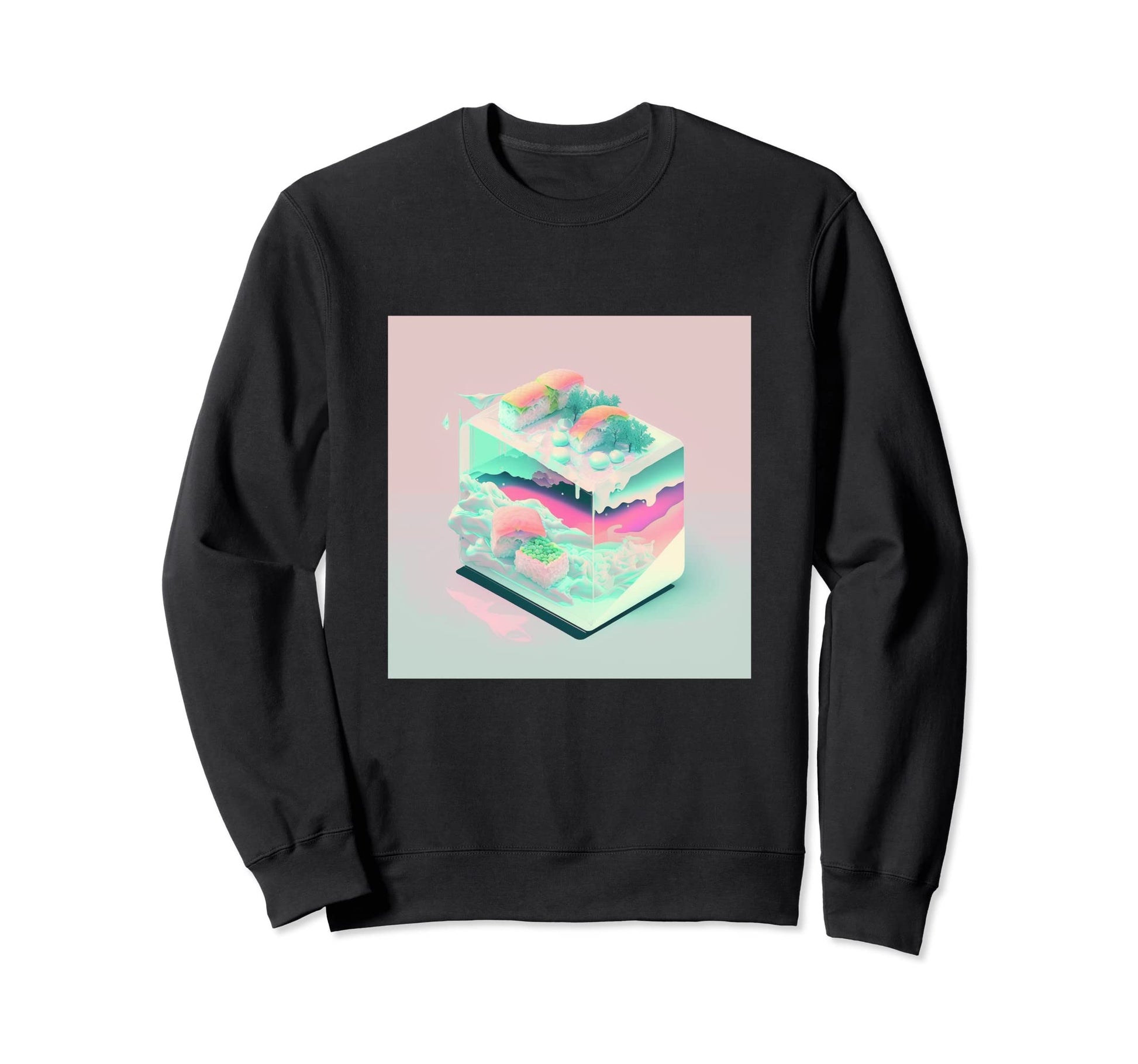 Vaperwave Aesthetic Glitch Sushi Sweatshirt - Novelty Apparel Unisex - T-Shirt, Sweatshirt, Hoodie