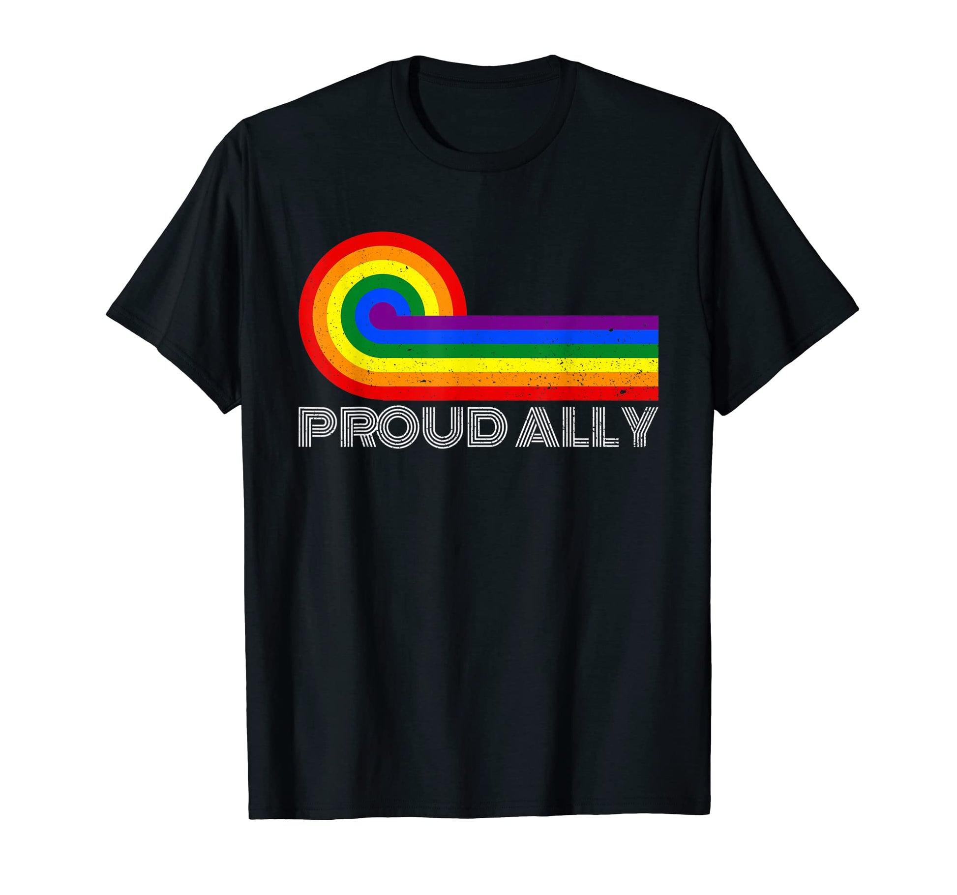 Proud Ally Rainbow Flag Gay Pride T-Shirt - Aesthetic Graphic Men Women - T-Shirt, Sweatshirt, Hoodie