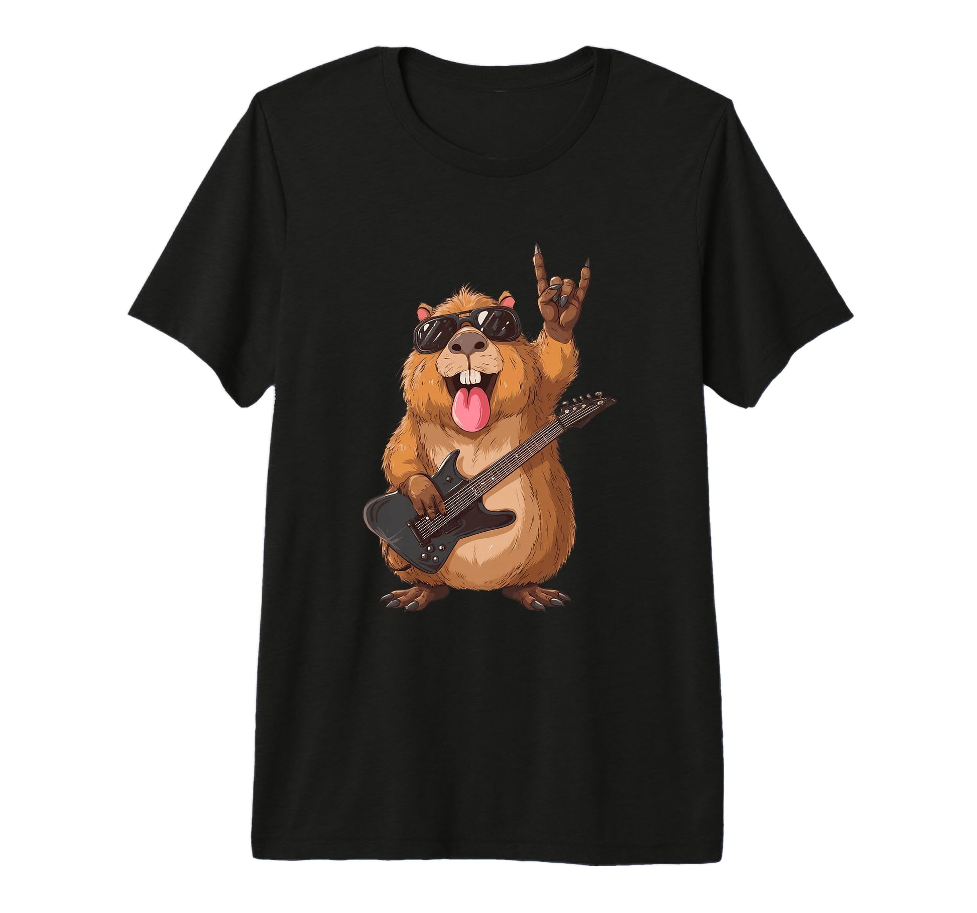 Funny Beaver Rock Music Guitarist T-Shirt - Minimalist Print Men Women - T-Shirt, Sweatshirt, Hoodie
