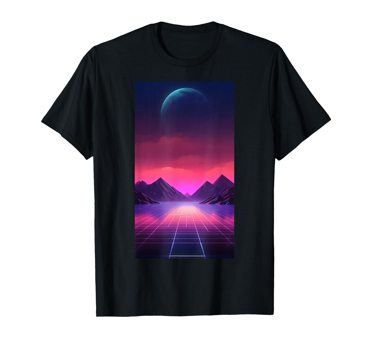 Retrowave Mountains 80S Vaporwave T-Shirt - Fun Novelty Design Unisex - T-Shirt, Sweatshirt, Hoodie