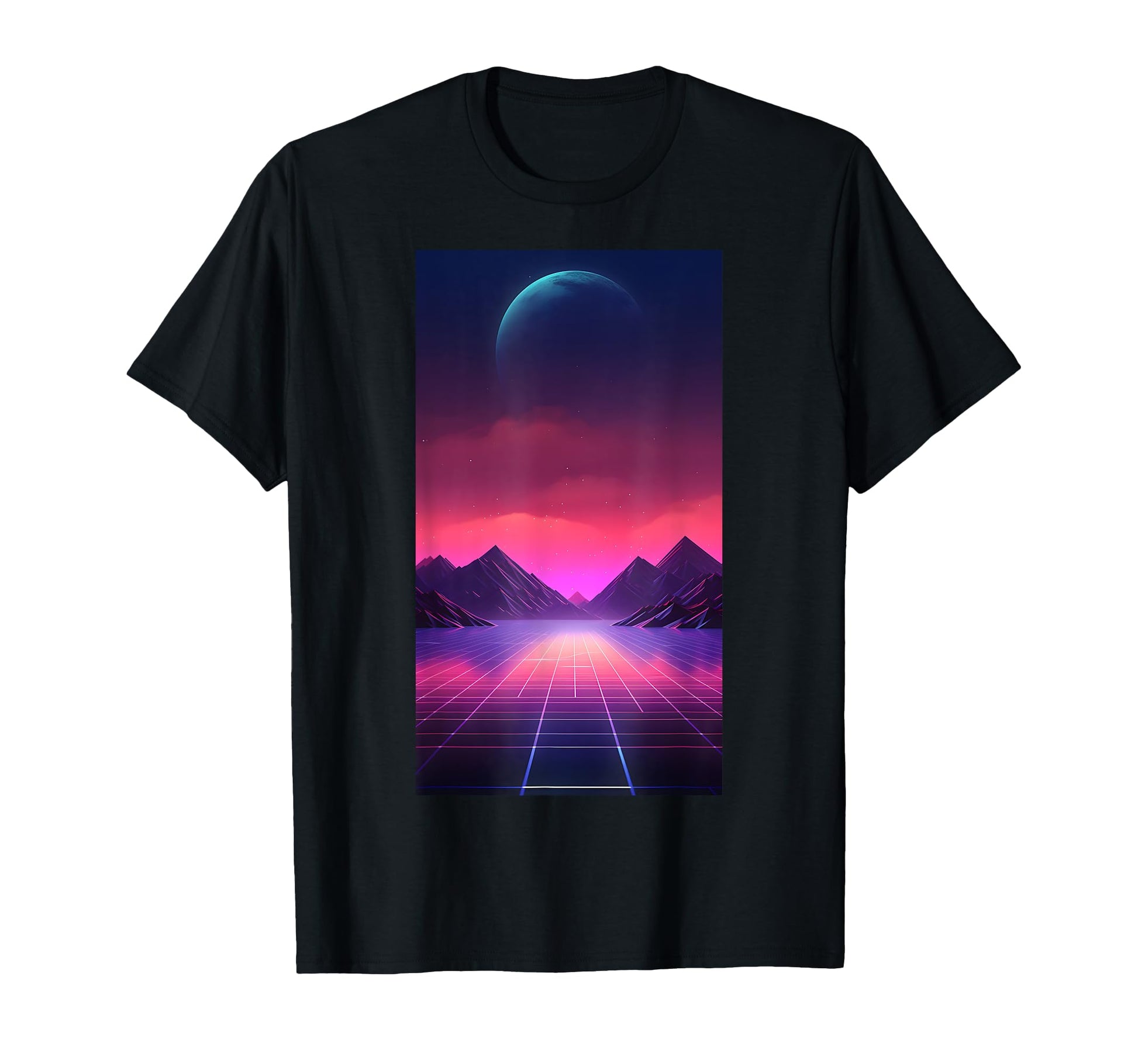 Retrowave Mountains 80S Vaporwave T-Shirt - Fun Novelty Design Unisex - T-Shirt, Sweatshirt, Hoodie