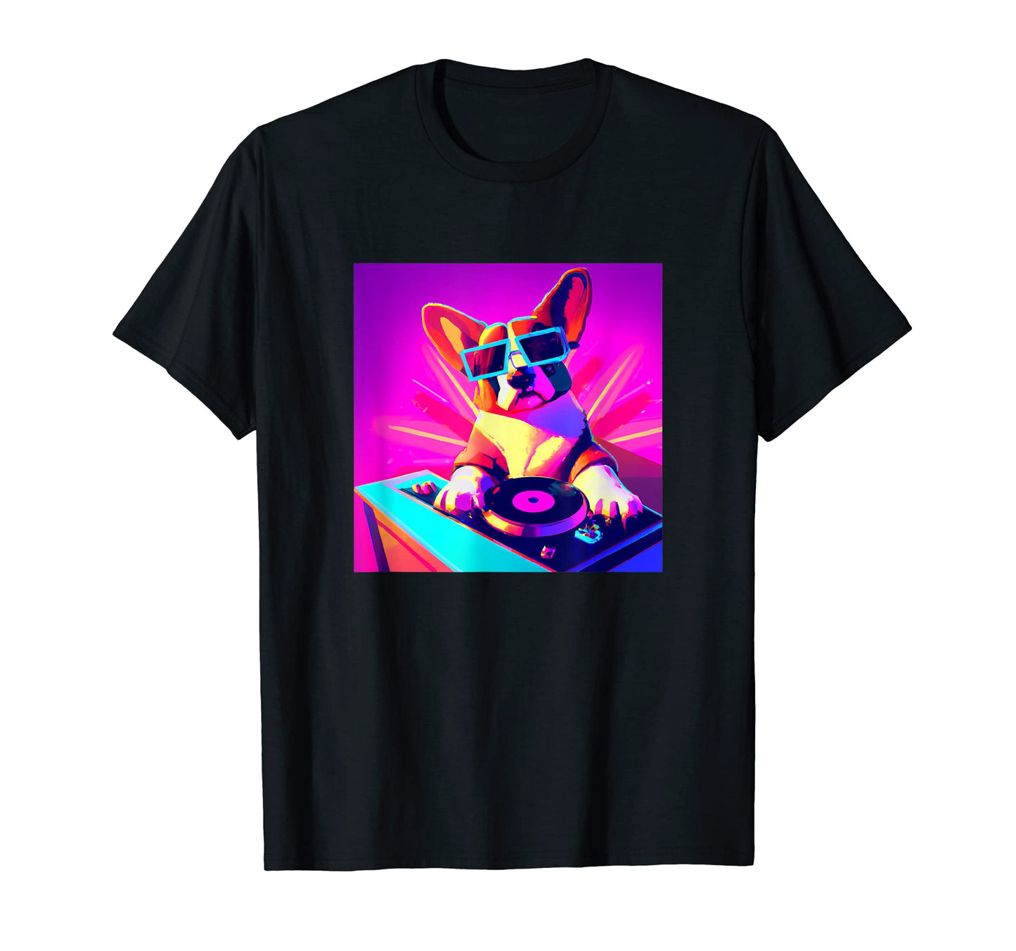 Corgi Vaporwave Dj Dog Aesthetic T-Shirt - Trendy Graphic for Adults - T-Shirt, Sweatshirt, Hoodie