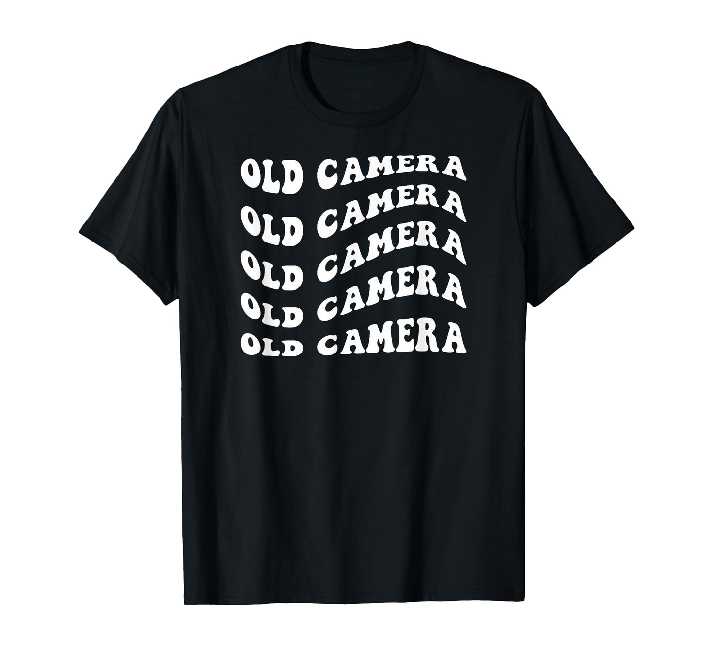 Old Camera Wavy Text T-Shirt - Minimalist Print Unisex - T-Shirt, Sweatshirt, Hoodie