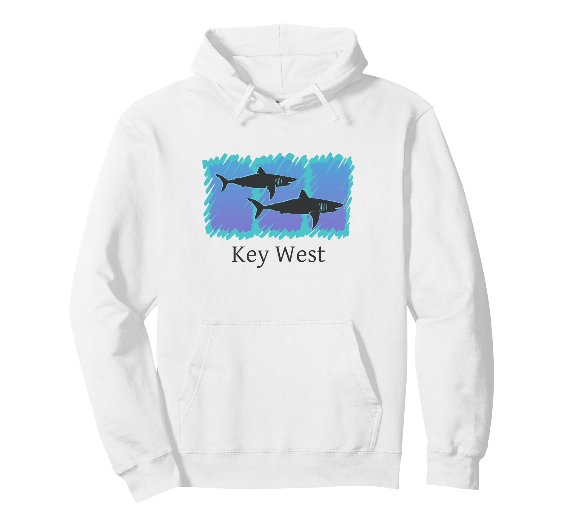 Key West Florida Shark Hoodie - Novelty Apparel for Adults - T-Shirt, Sweatshirt, Hoodie