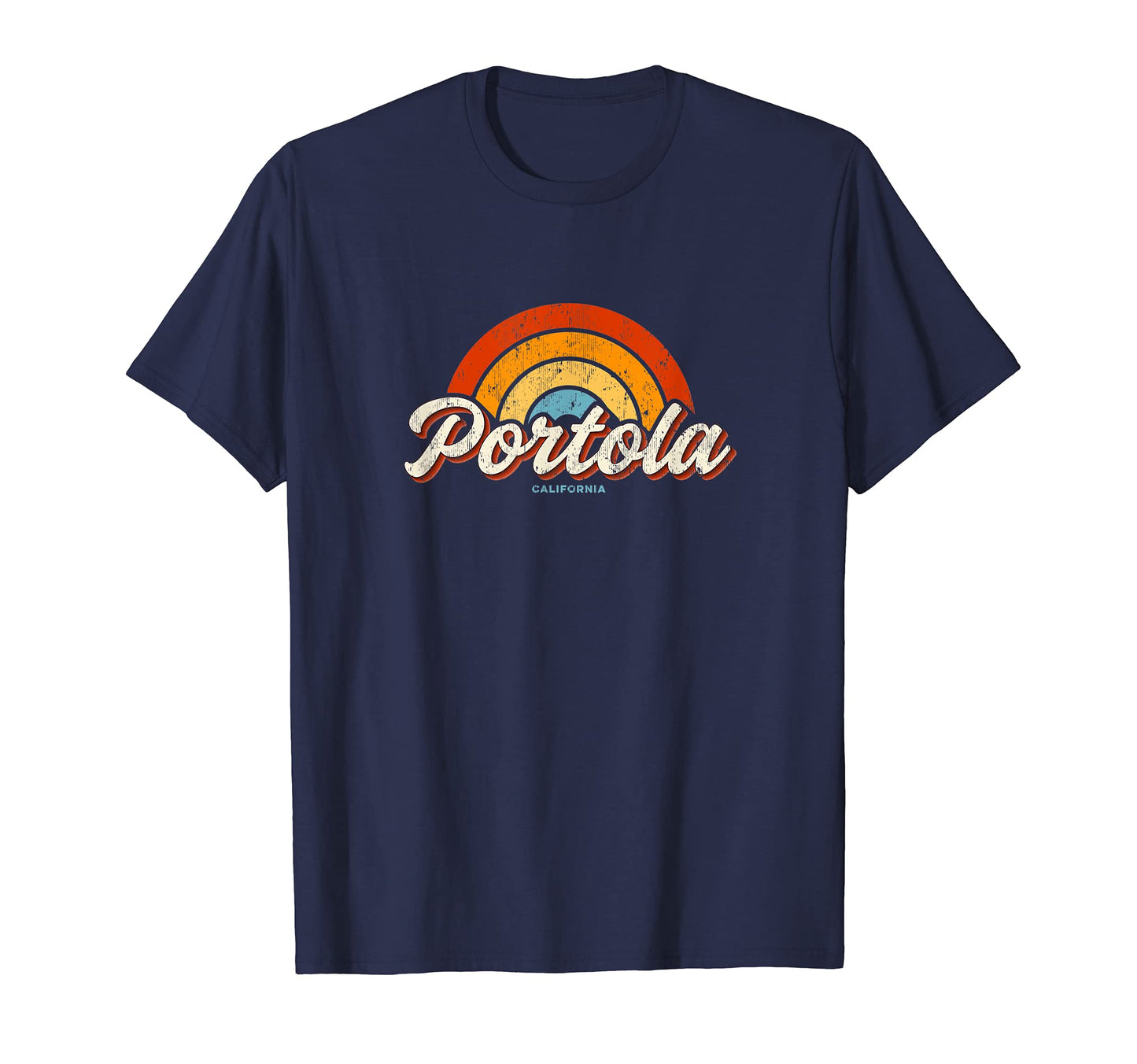 Portola California Ca Rainbow 70S T-Shirt - Minimalist Print for Adults - T-Shirt, Sweatshirt, Hoodie