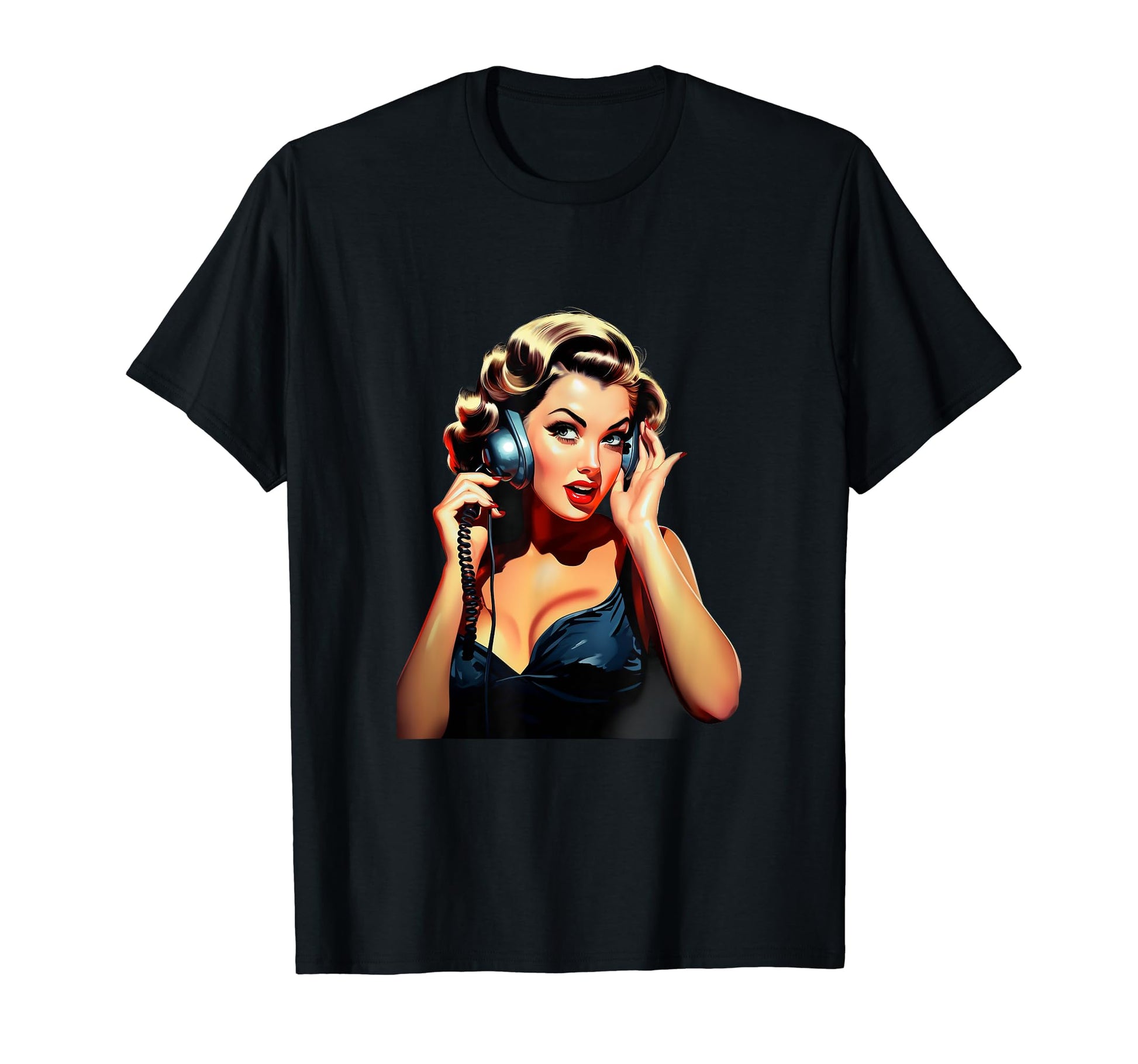 Pinup Telephone Old School T-Shirt - Trendy Graphic Unisex - T-Shirt, Sweatshirt, Hoodie
