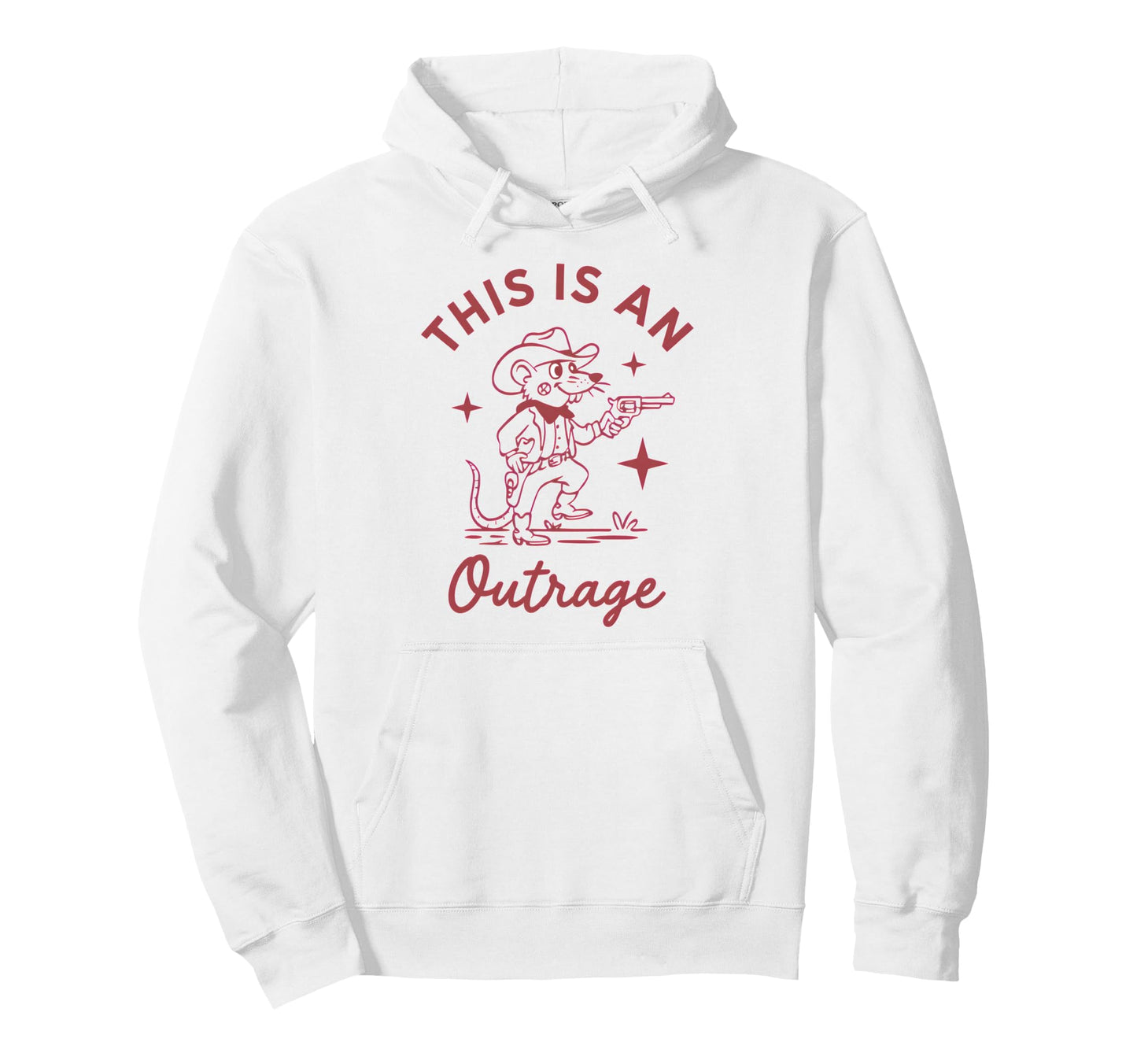 This Is Outrage Cowboy Rat Hoodie - Novelty Apparel for Adults - T-Shirt, Sweatshirt, Hoodie