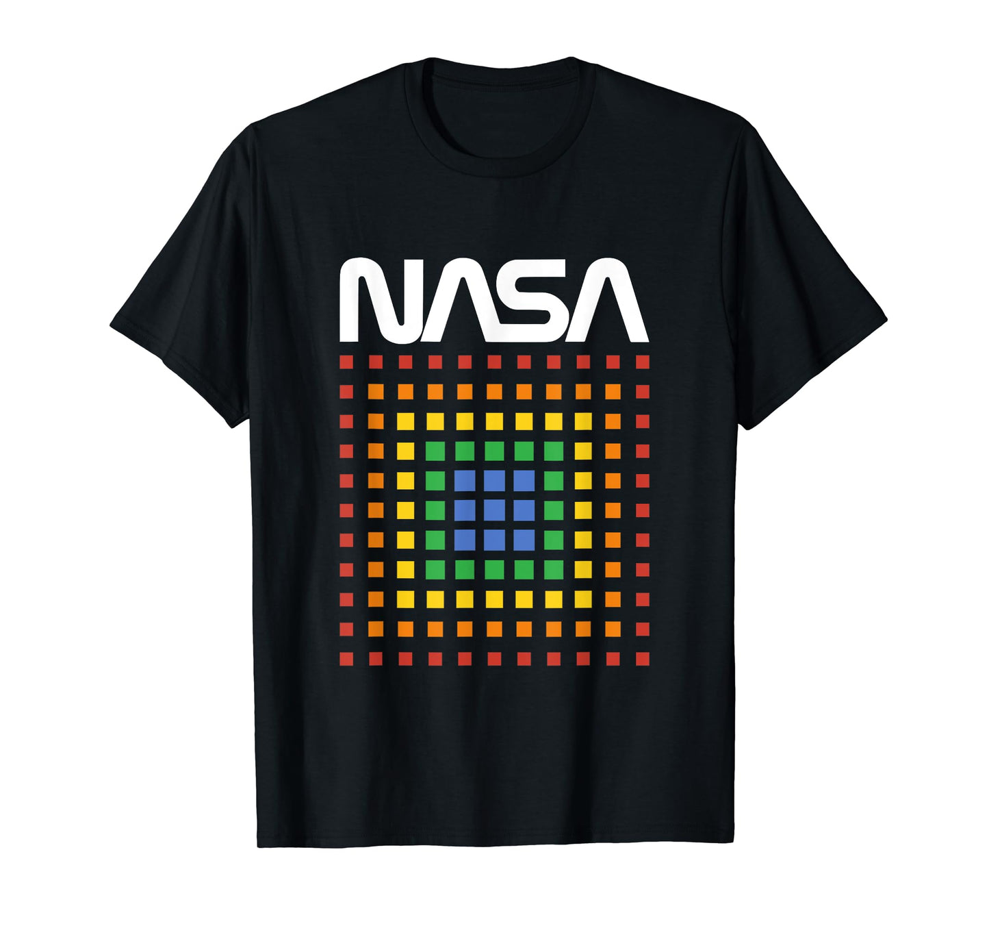 Nasa Rainbow Squares Technicolor Grid Logo T-Shirt - Trendy Graphic Unisex - T-Shirt, Sweatshirt, Hoodie