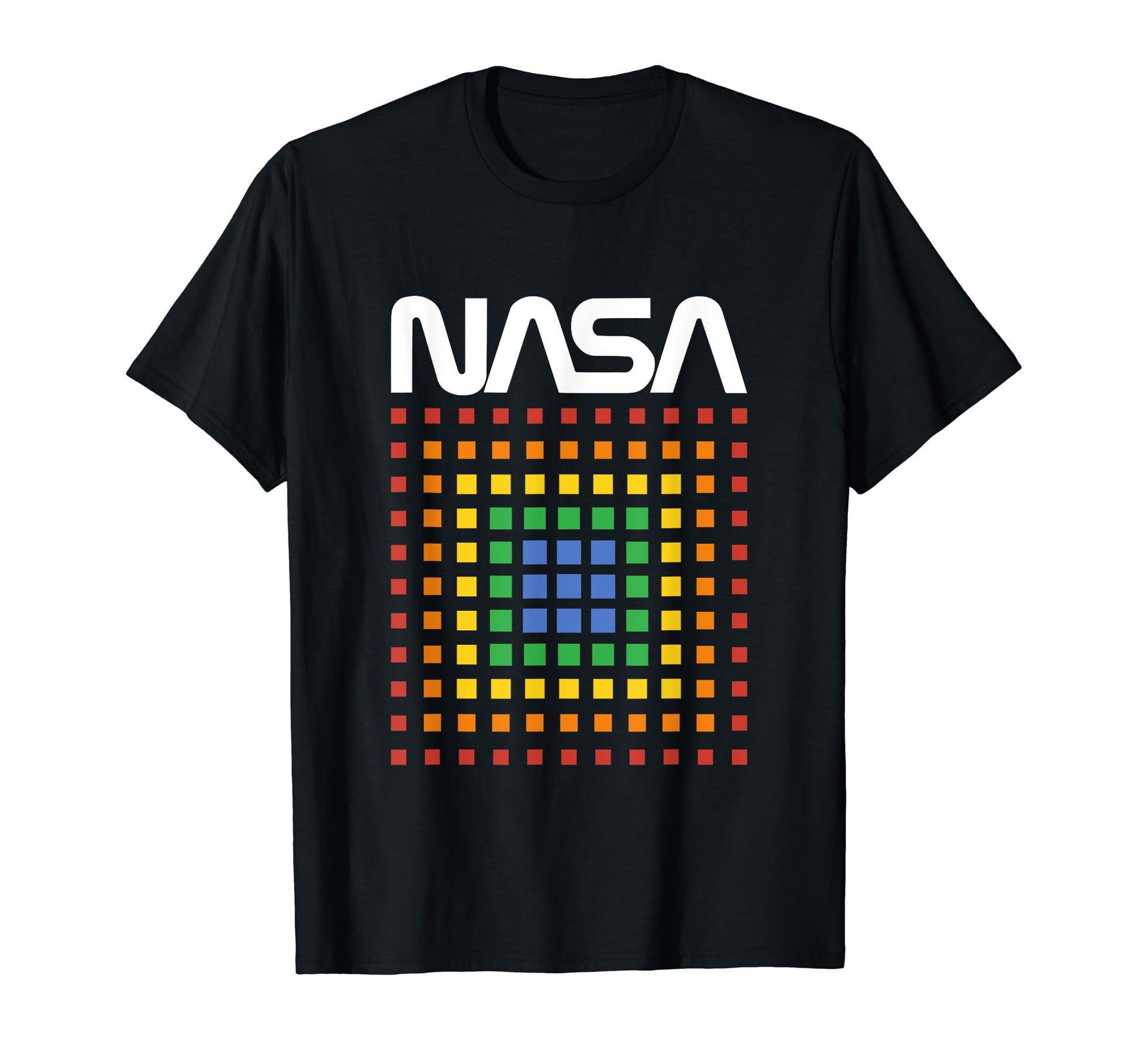 Nasa Rainbow Squares Technicolor Grid Logo T-Shirt - Trendy Graphic Unisex - T-Shirt, Sweatshirt, Hoodie