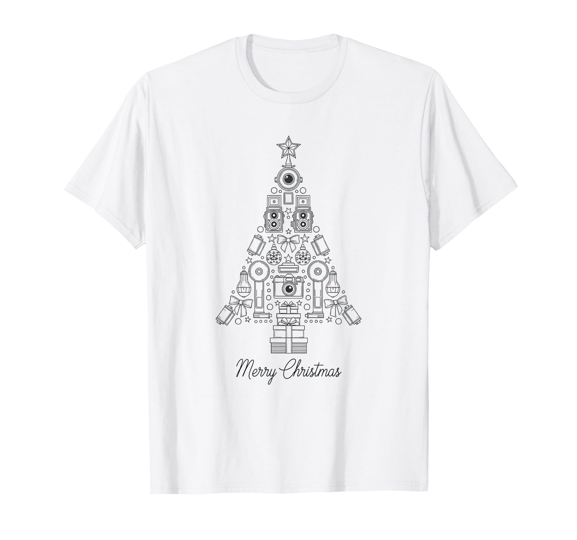 Merry Photography Camera Tree T-Shirt - Casual Everyday Wear Men Women - T-Shirt, Sweatshirt, Hoodie