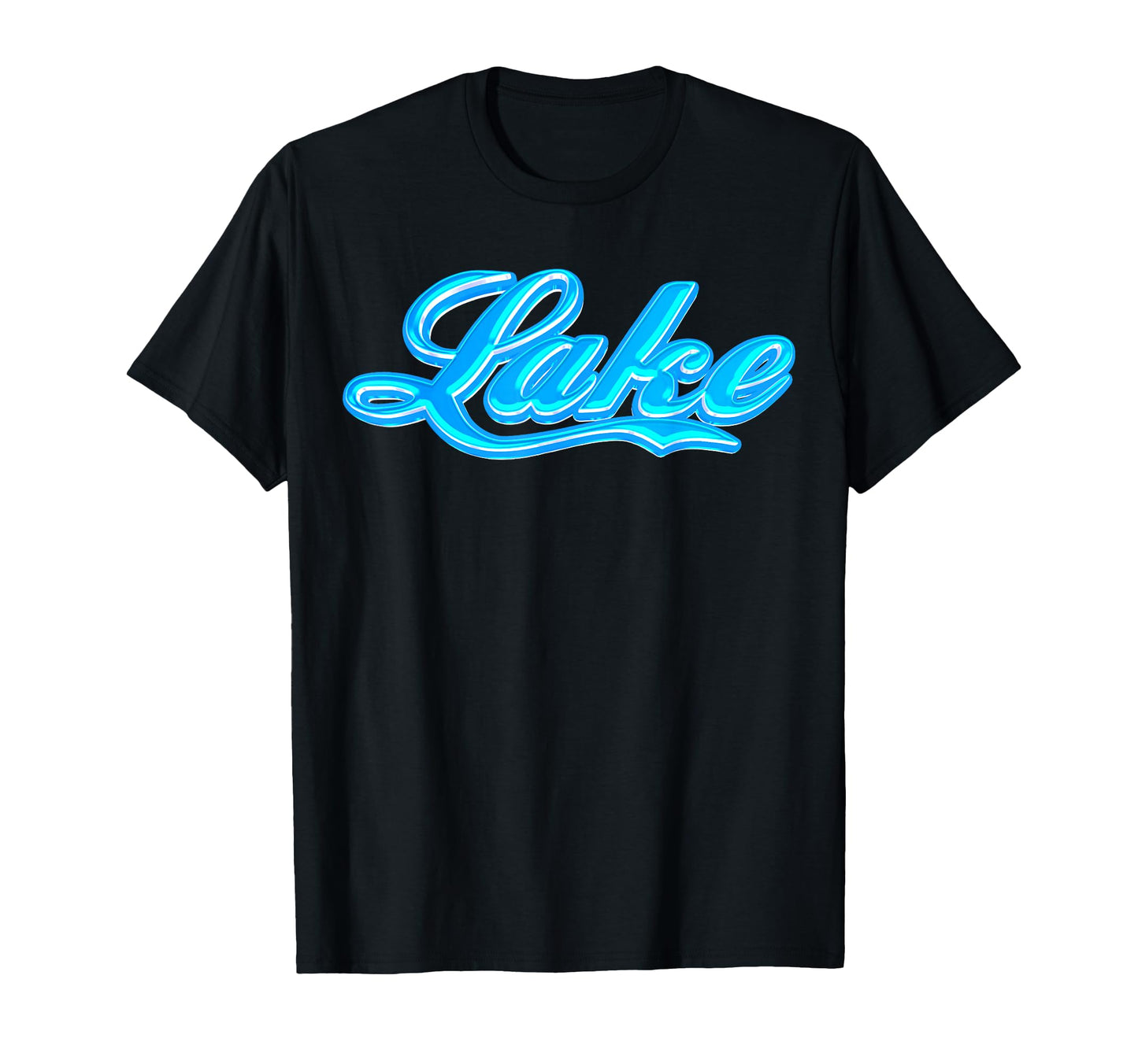 Lake Blue Script Glow Typography T-Shirt - Aesthetic Graphic for Adults - T-Shirt, Sweatshirt, Hoodie