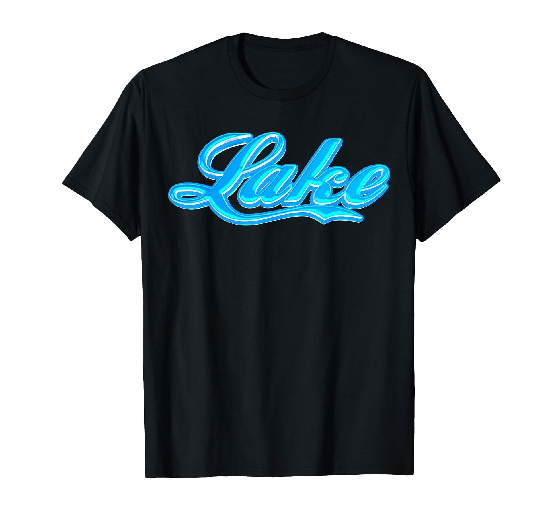 Lake Blue Script Glow Typography T-Shirt - Aesthetic Graphic for Adults - T-Shirt, Sweatshirt, Hoodie