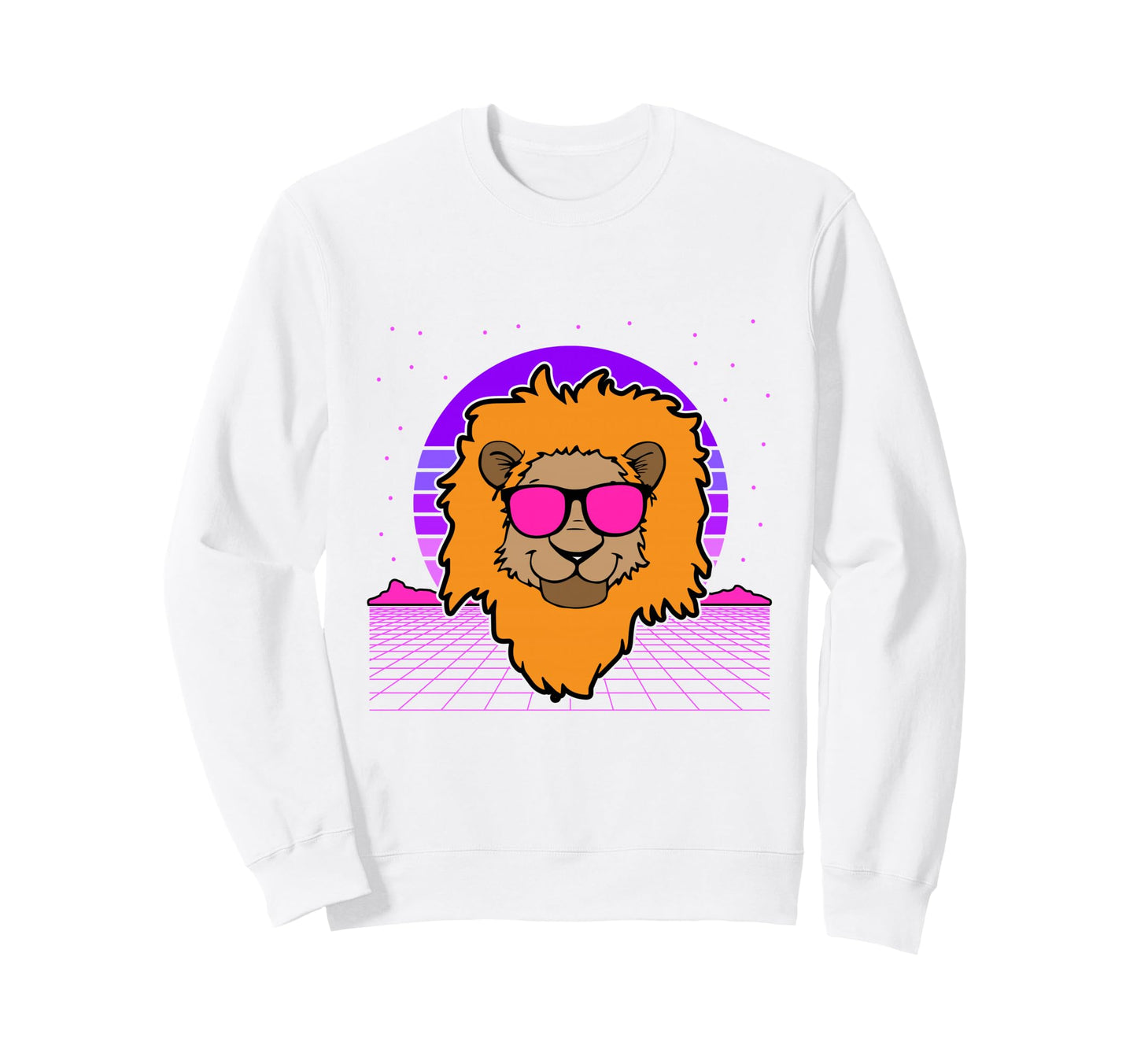 Aesthetic Vaporwave Outfits Lion Sweatshirt - Custom Art Print for Adults - T-Shirt, Sweatshirt, Hoodie
