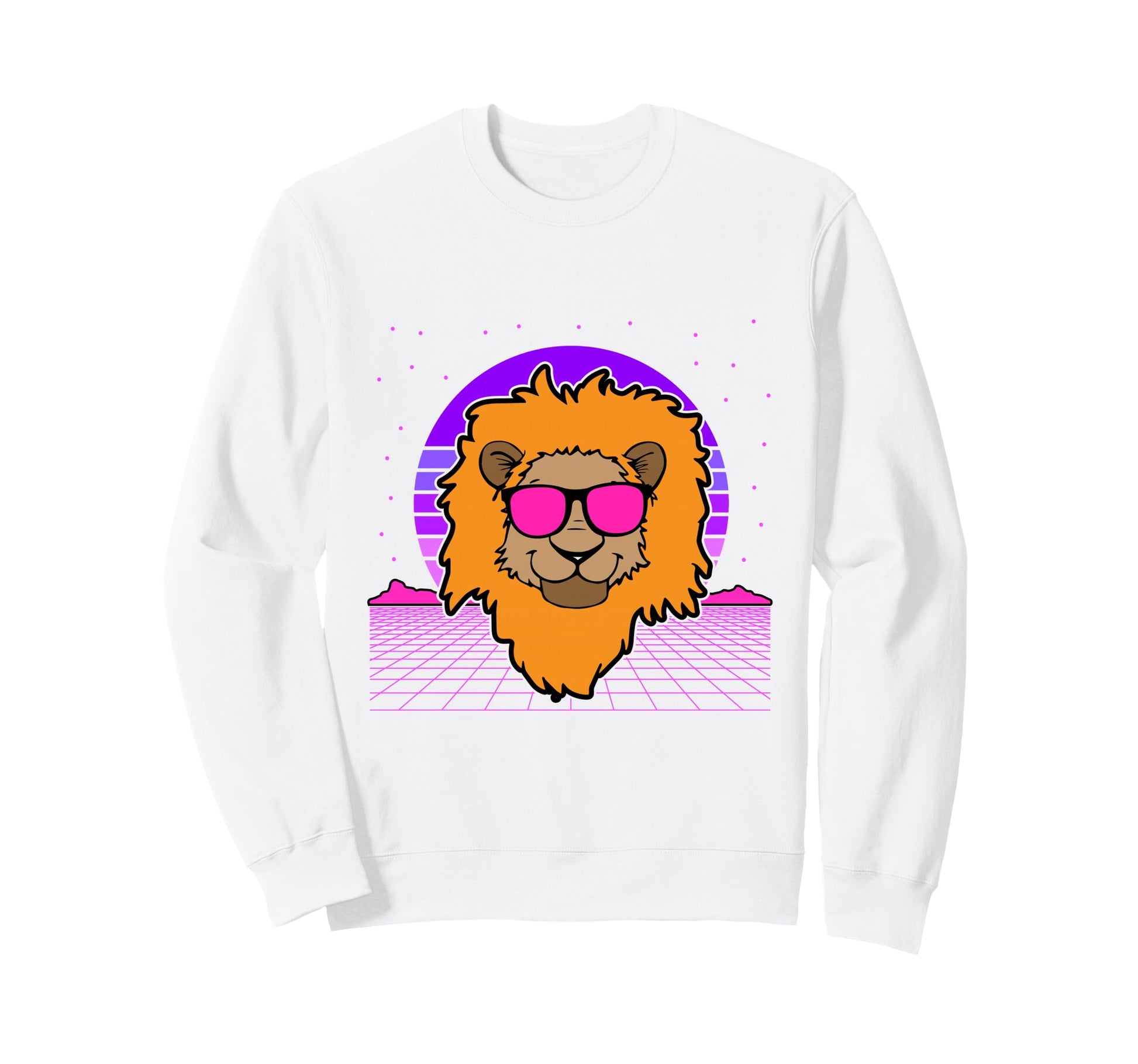 Aesthetic Vaporwave Outfits Lion Sweatshirt - Custom Art Print for Adults - T-Shirt, Sweatshirt, Hoodie