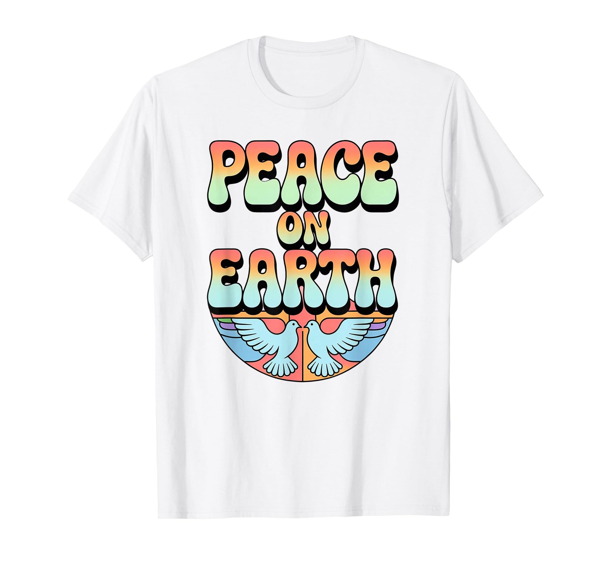 Peace Earth Typography Dove Illustration T-Shirt - Unique Graphic Men Women - T-Shirt, Sweatshirt, Hoodie