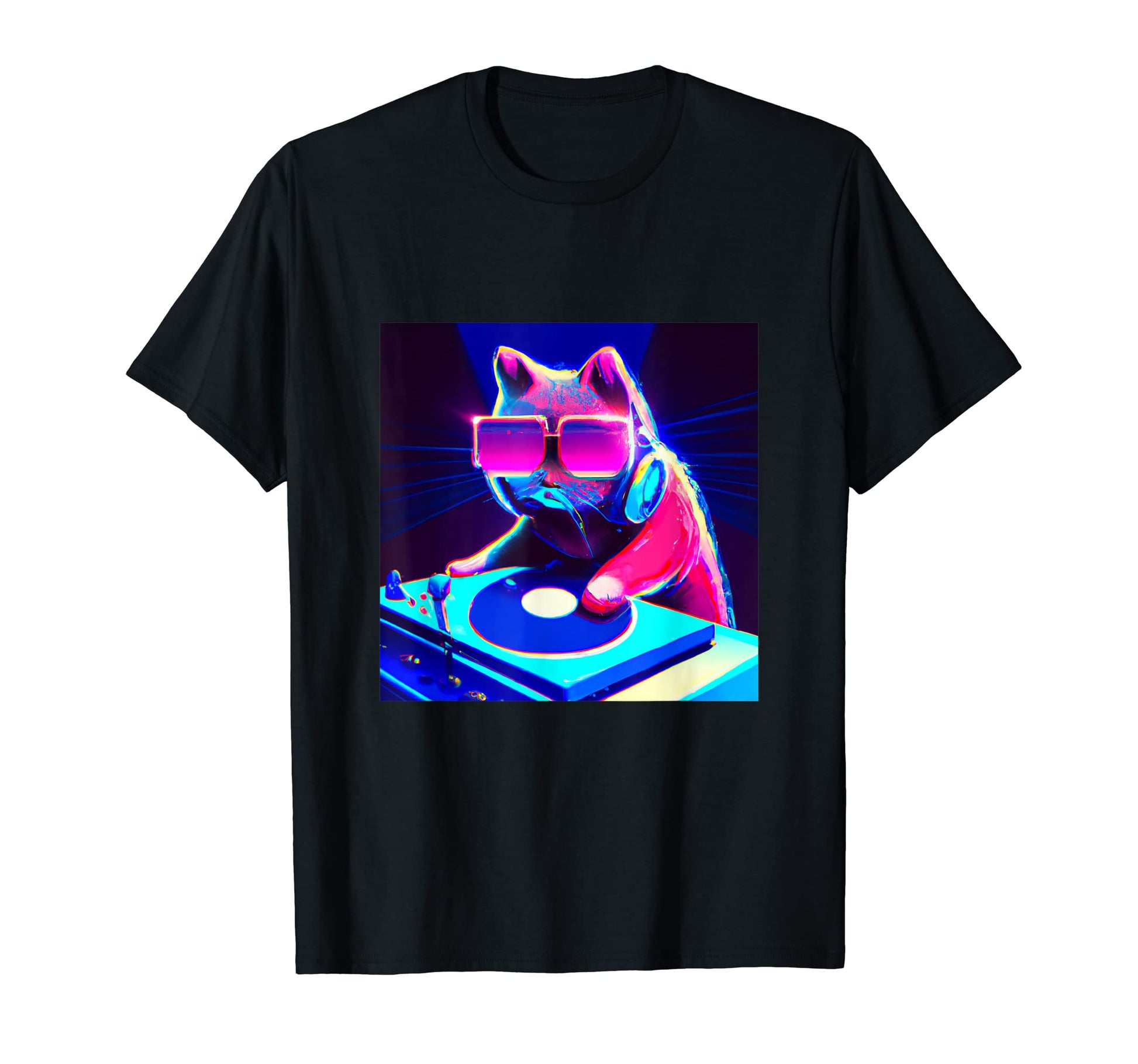 Cat Dj Vaporwave Aesthetic Animal T-Shirt - Graphic Print for Adults - T-Shirt, Sweatshirt, Hoodie