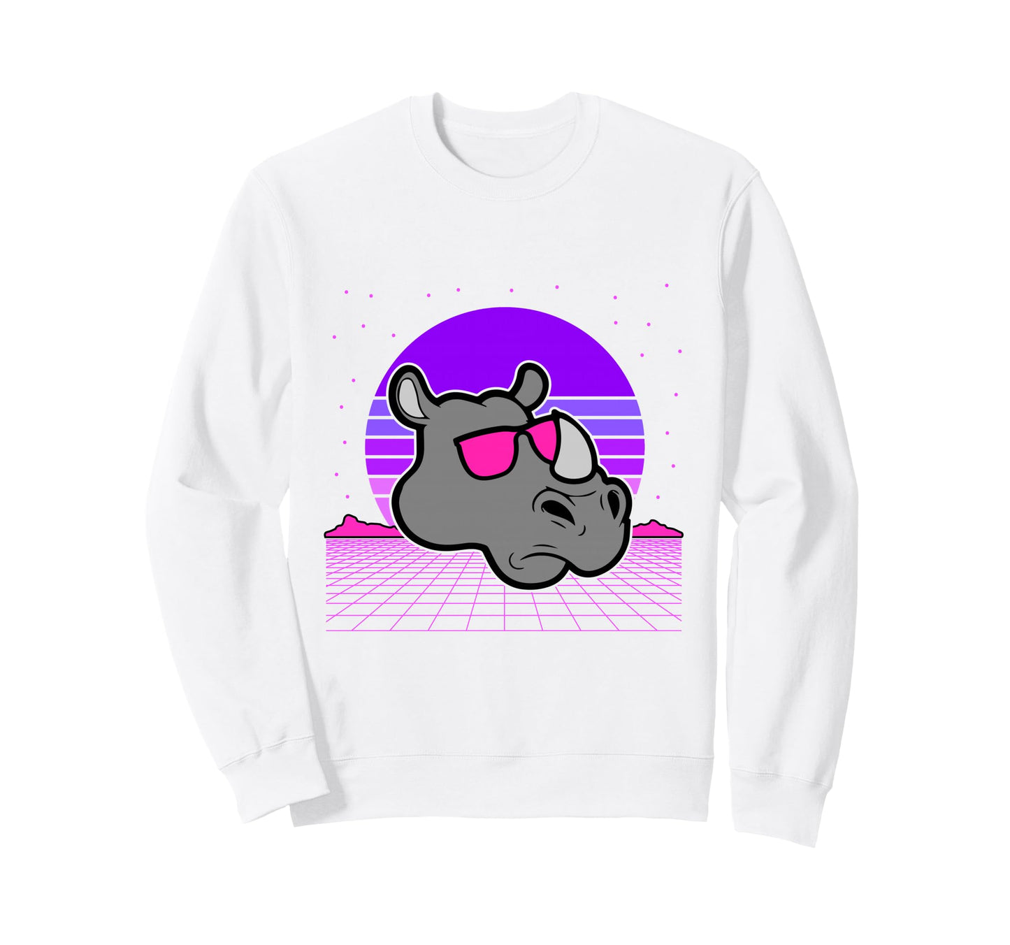 Aesthetic Vaporwave Outfits Rhino Sweatshirt - Novelty Apparel Unisex - T-Shirt, Sweatshirt, Hoodie