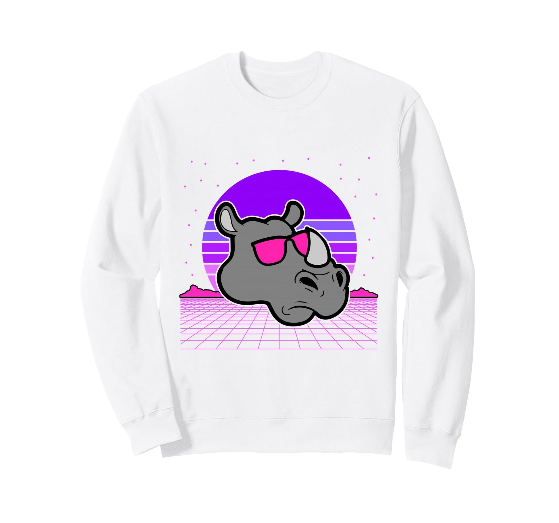Aesthetic Vaporwave Outfits Rhino Sweatshirt - Novelty Apparel Unisex - T-Shirt, Sweatshirt, Hoodie