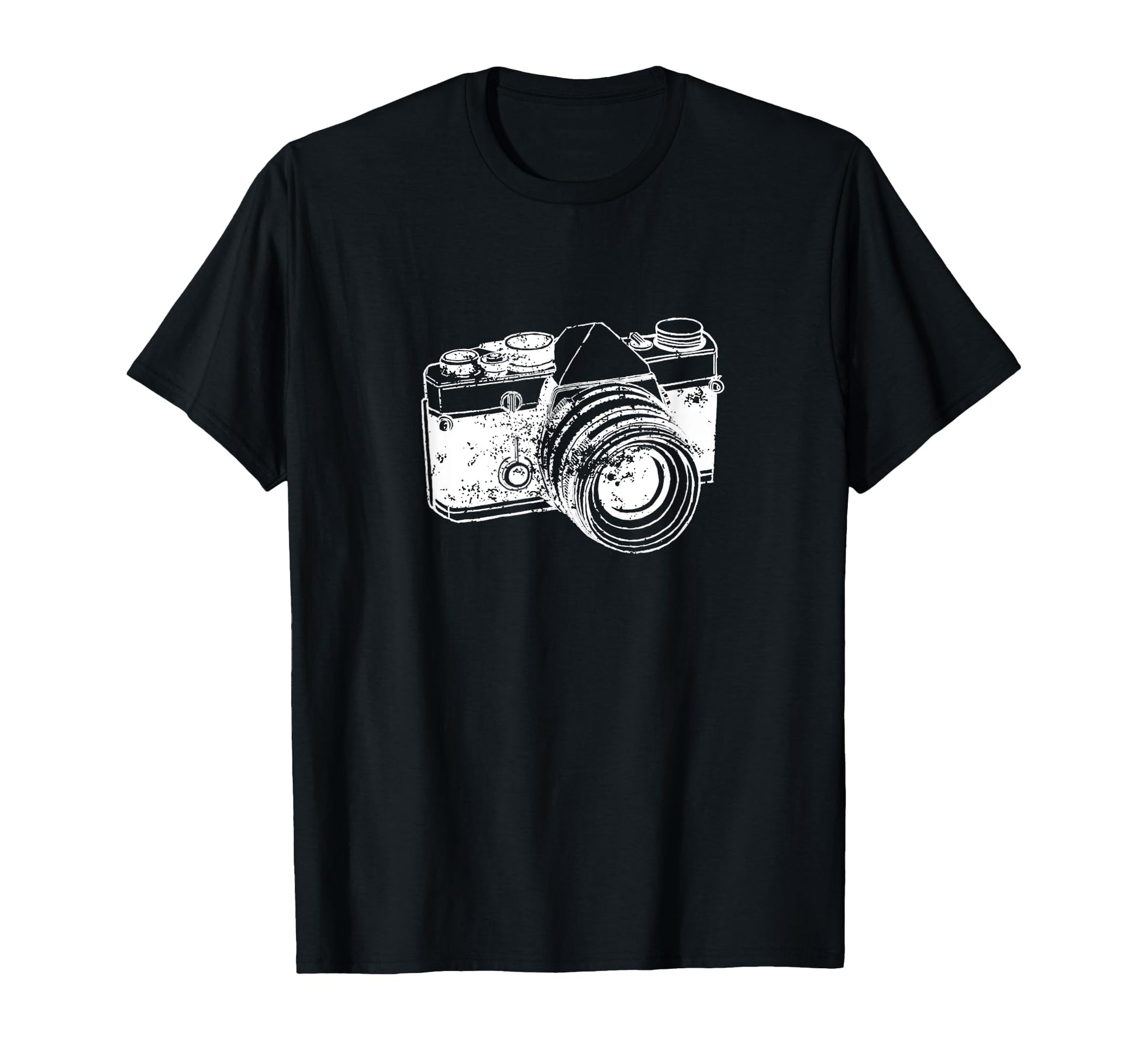 White Camera Distressed Camera T-Shirt - Casual Everyday Wear for Adults - T-Shirt, Sweatshirt, Hoodie