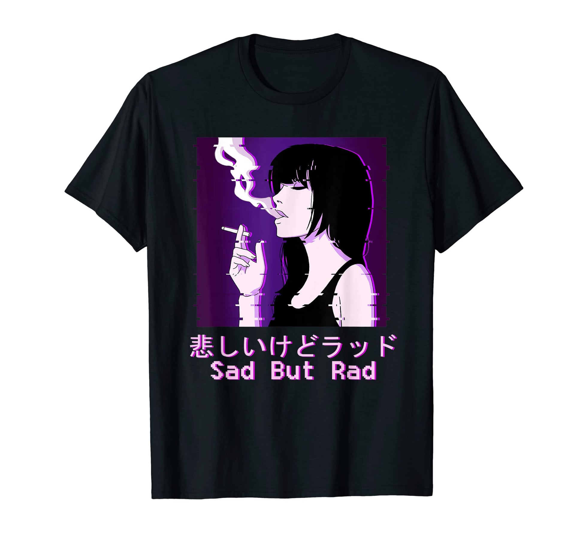 Sad Anime Japanese Glitch T-Shirt - Casual Everyday Wear for Adults - T-Shirt, Sweatshirt, Hoodie